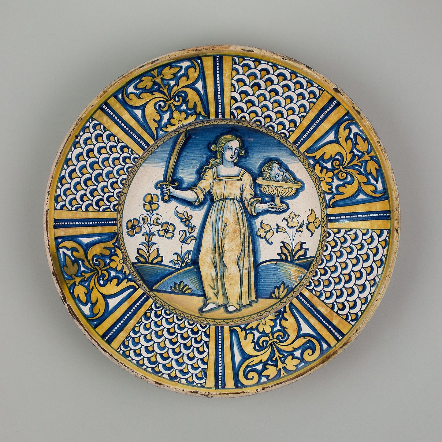 Display Plate with Judith Holding the Head of Holofernes: Italian; Deruta, Poster Print Wall Art