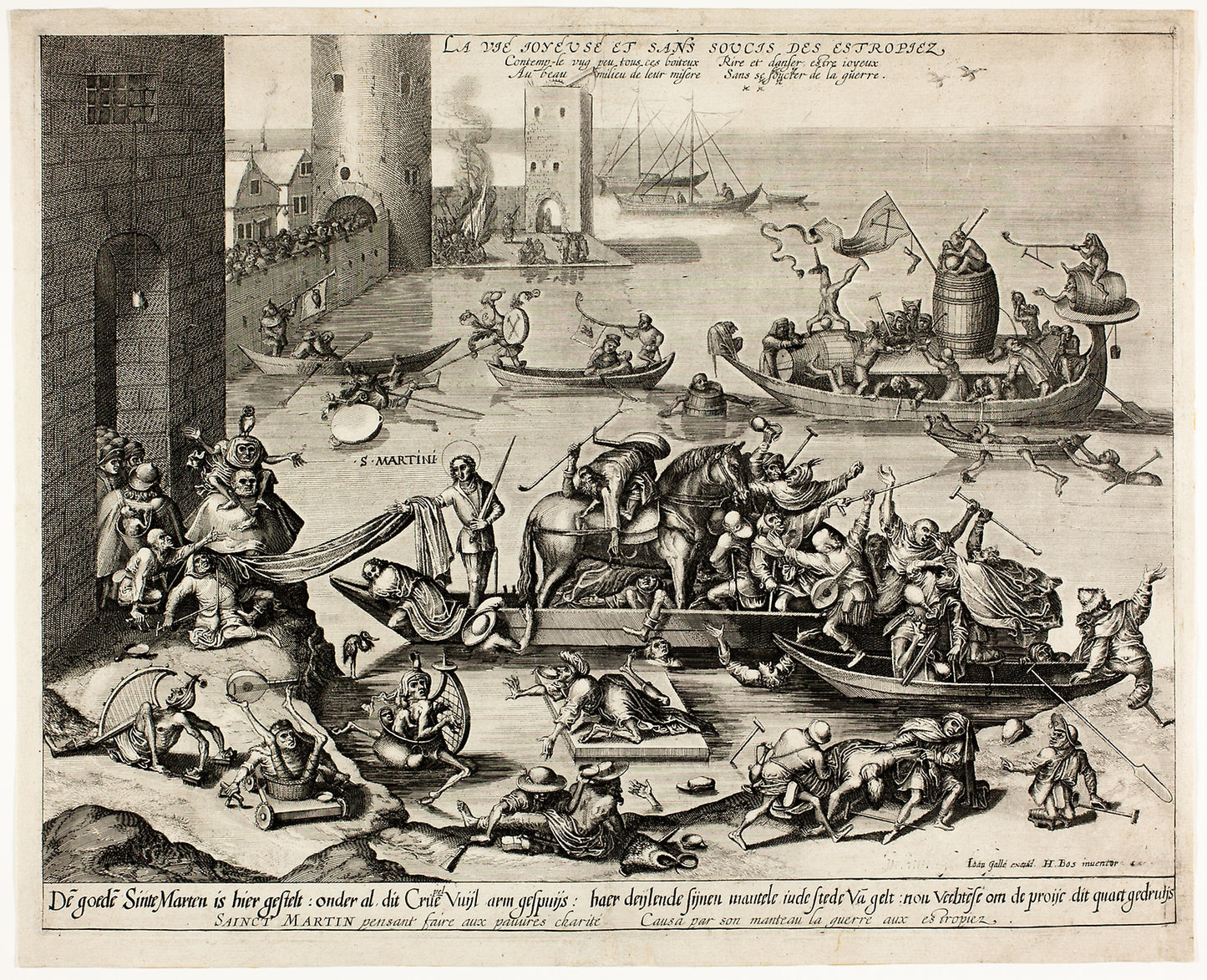 Saint Martin with his Horse in a Ship - Johannes and Lucas van Doetecum (Flemish, active in Antwerp, 1554-1575), Poster Print Wall Art