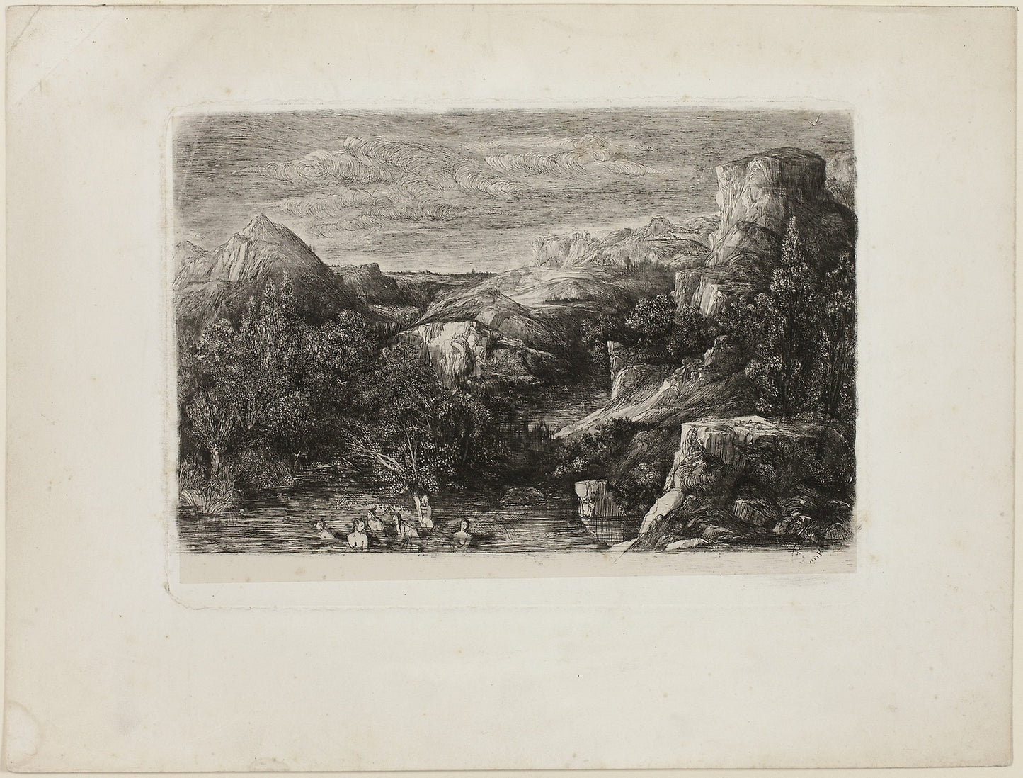 Bathers in a Mountain Pool - Rodolphe Bresdin, Poster Print Wall Art