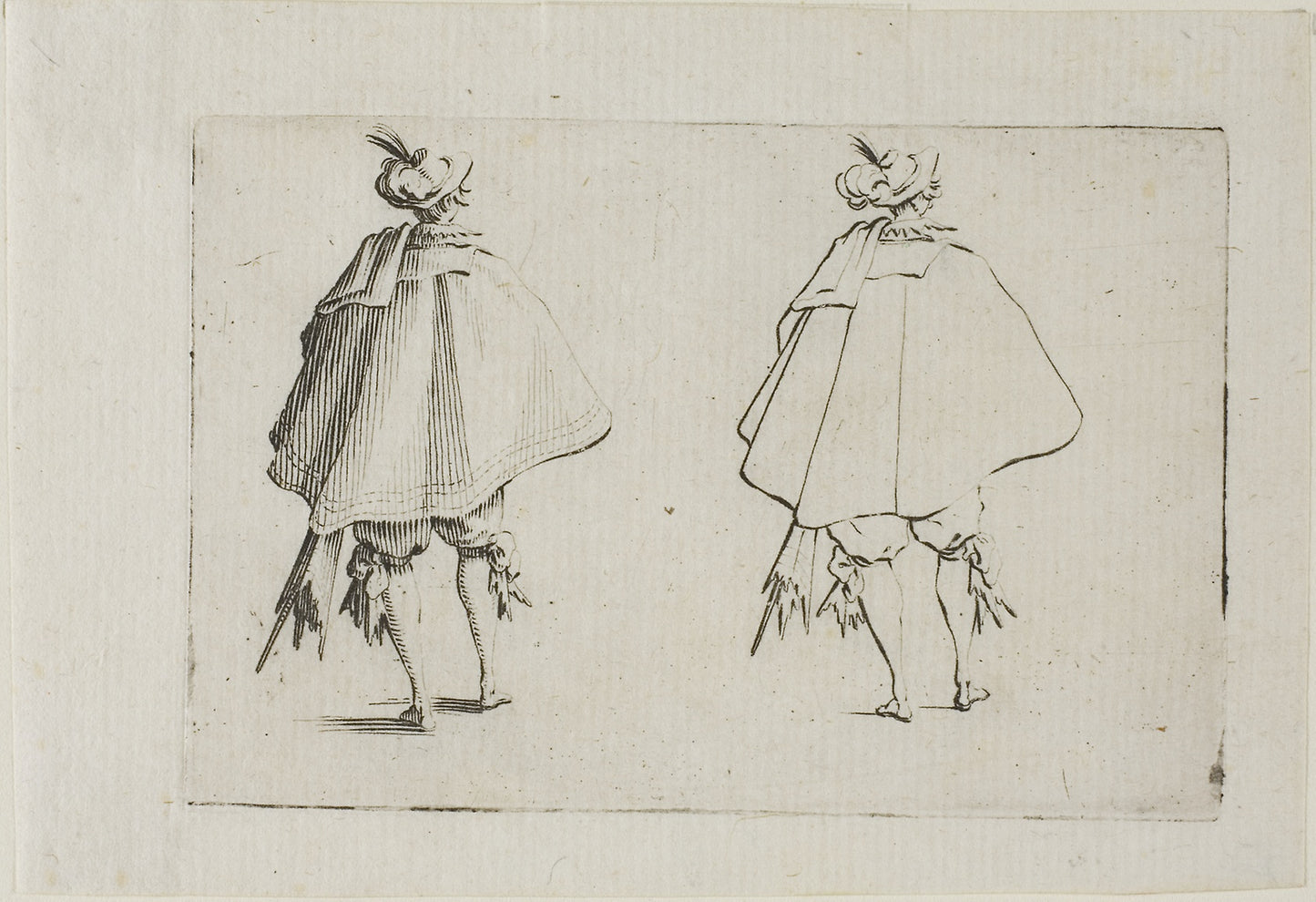 The Gentleman with a Large Coat, Seen from the Back, from The Caprices - Jacques Callot, Poster Print Wall Art