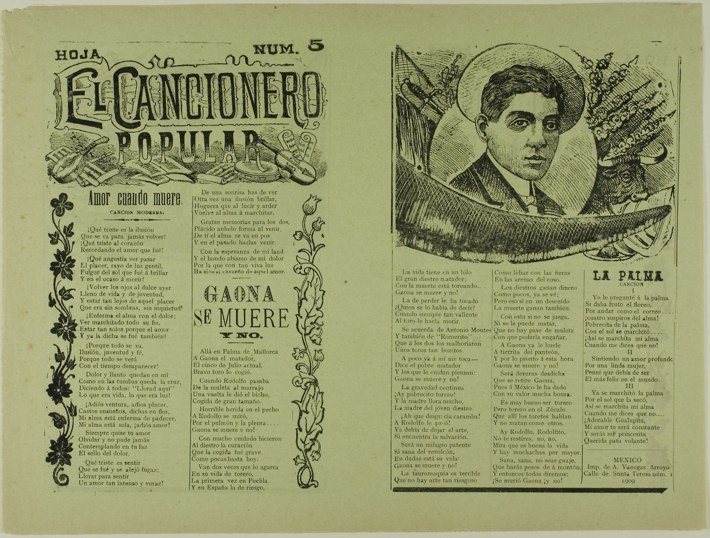 El cancionero popular, num. 5 (The Popular Songbook, No. 5) - José Guadalupe Posada, Poster Print Wall Art