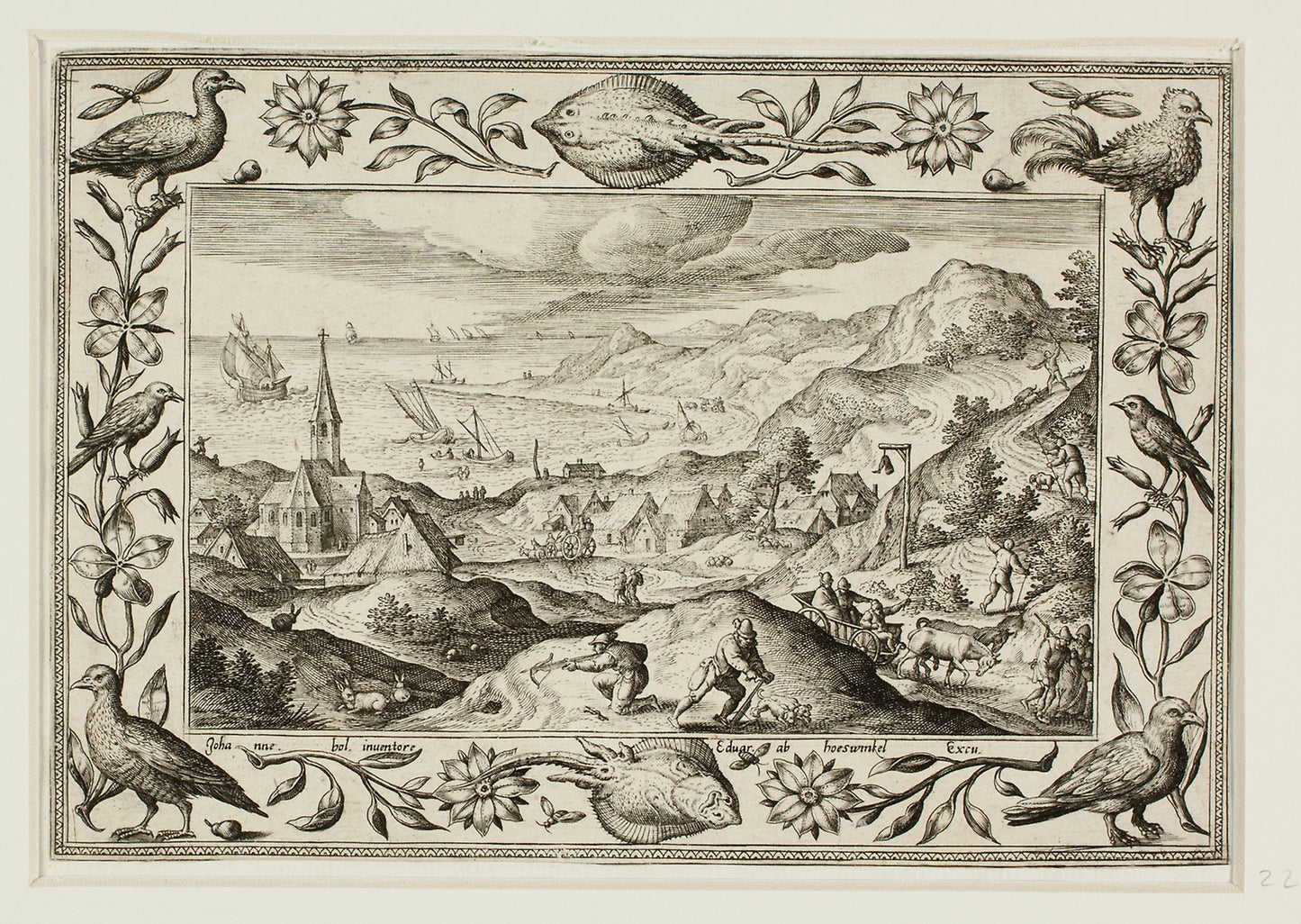 Rabbit Hunt, from Landscapes with Old and New Testament Scenes and Hunting Scenes - Adriaen Collaert (Flemish, c. 1560–1618) , Poster Print Wall Art