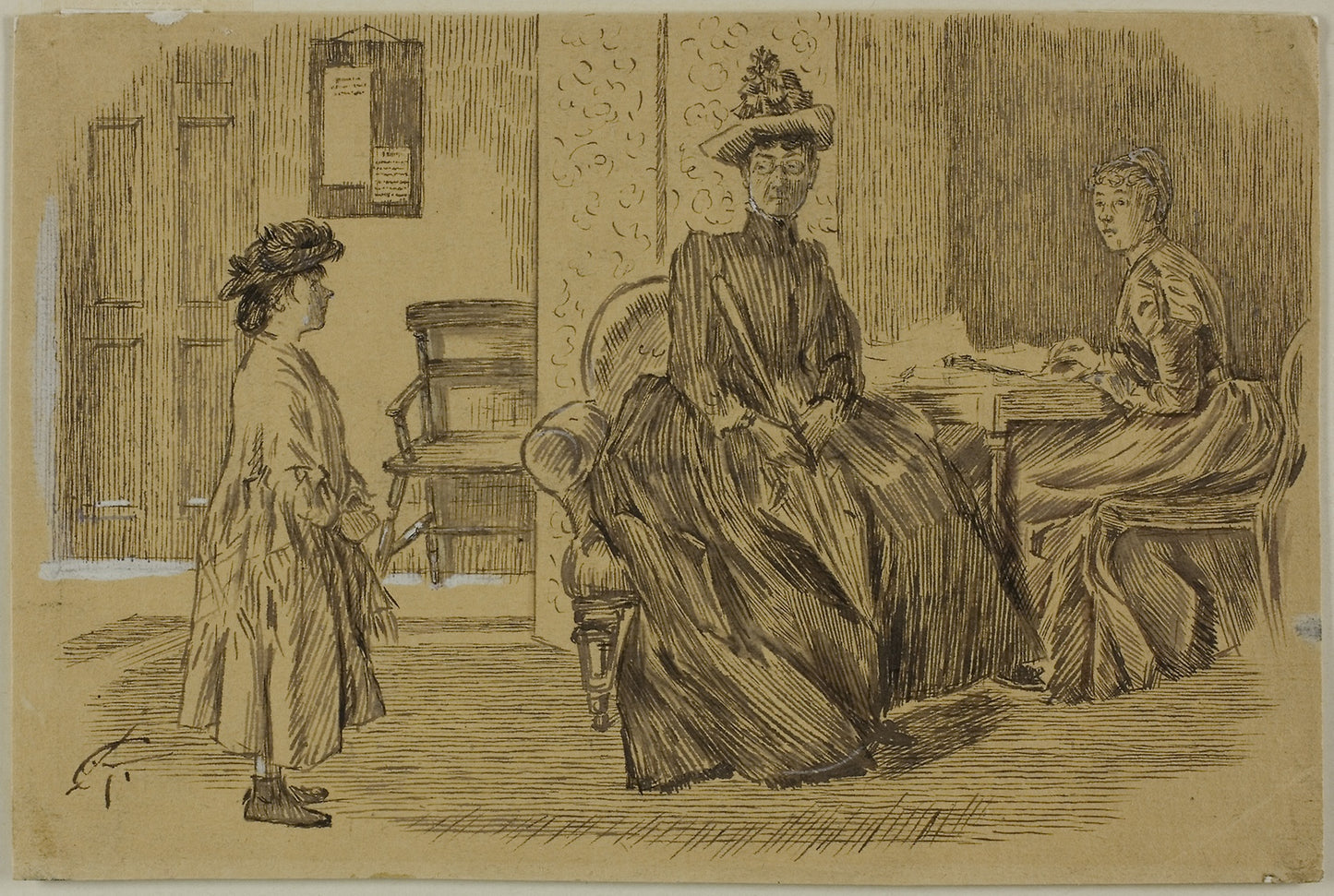 At the Employment Office - Charles Keene, Poster Print Wall Art