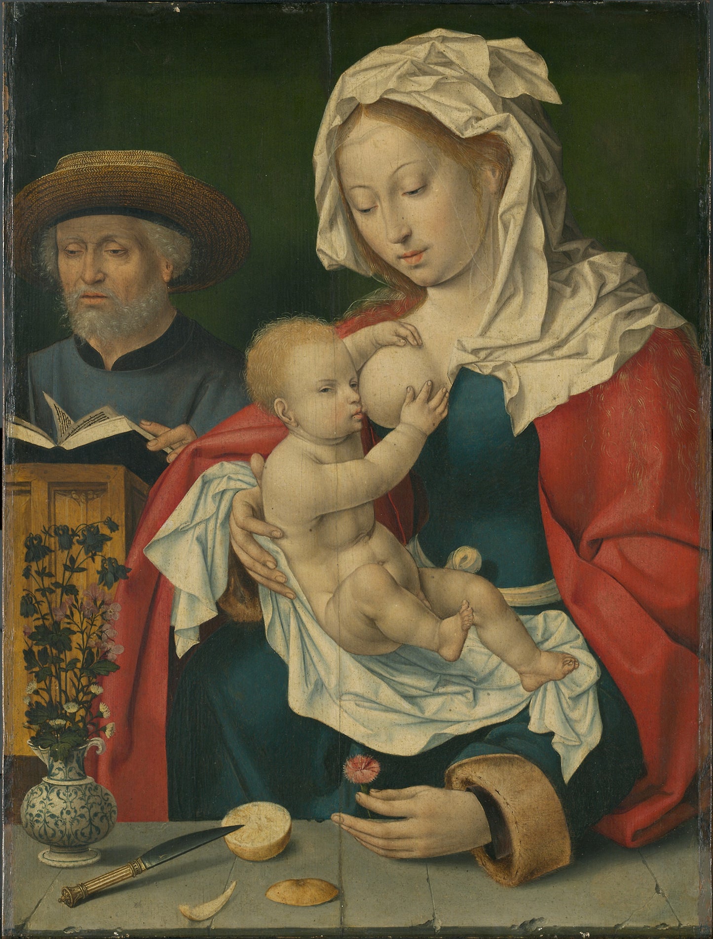 Holy Family - Workshop of Joos van Cleve , Poster Print Wall Art