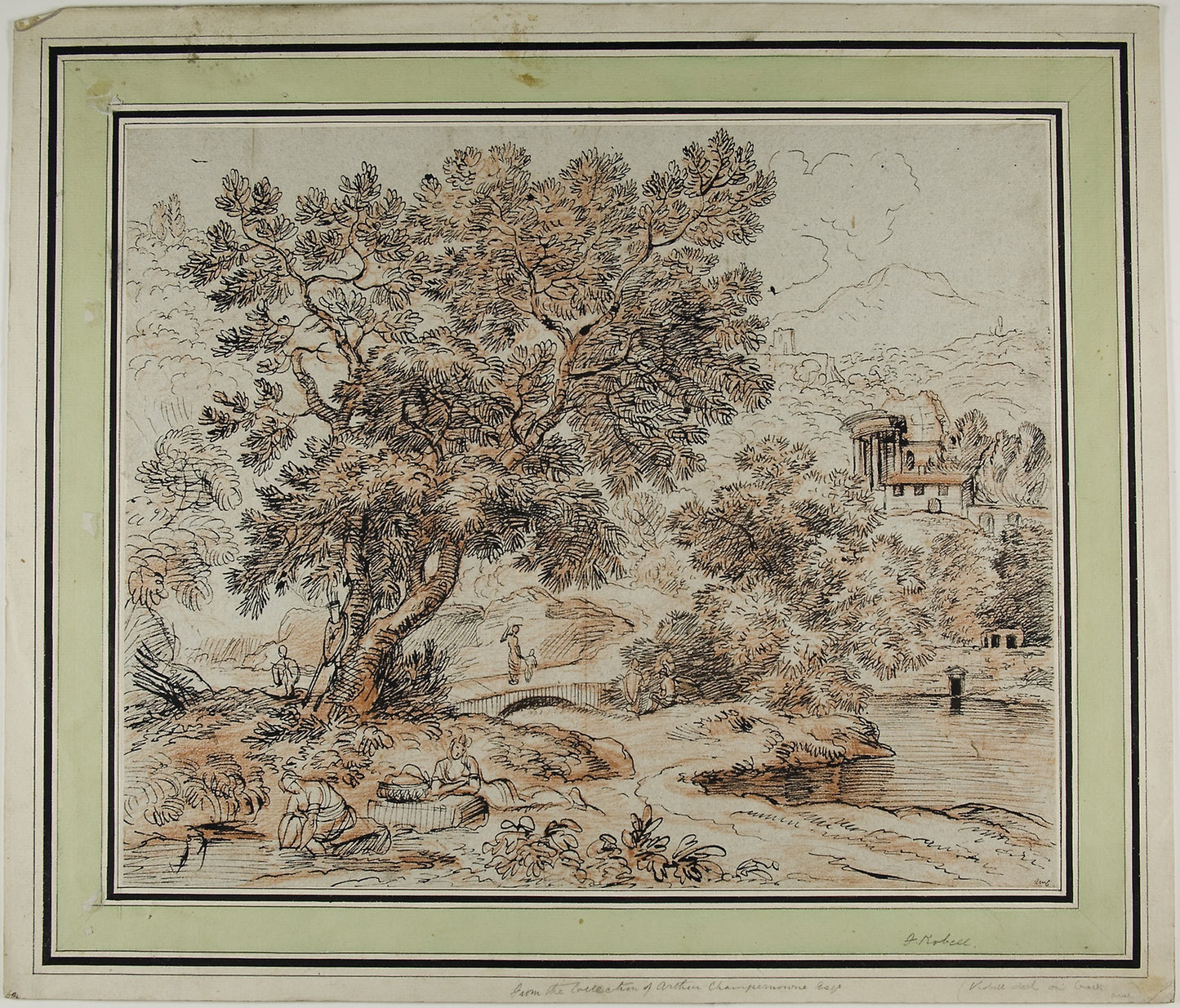Figures in Idyllic Italianate Landscape - Attributed to Franz Kobell, Poster Print Wall Art