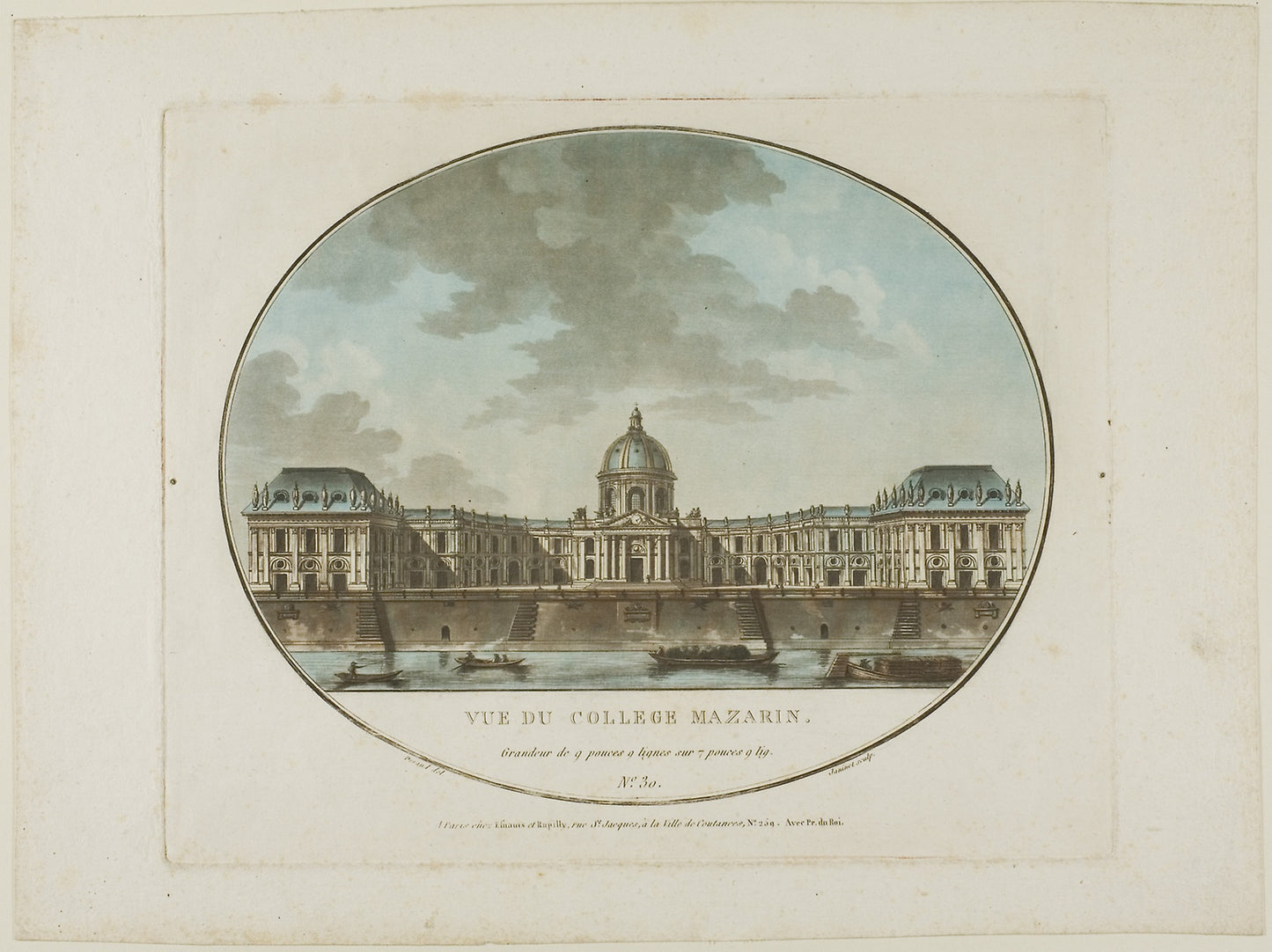 View of Mazarin College - Jean Francois Janinet, Poster Print Wall Art