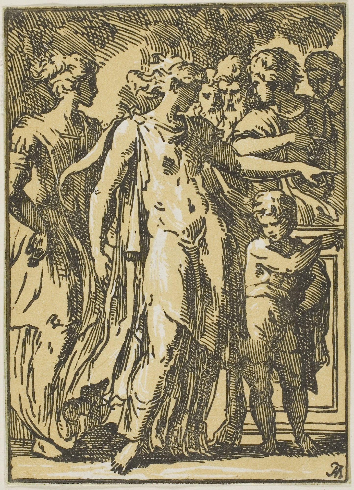 A Woman, a Child, and Figures around a Pedestal - Conte Anton Maria Zanetti, Poster Print Wall Art
