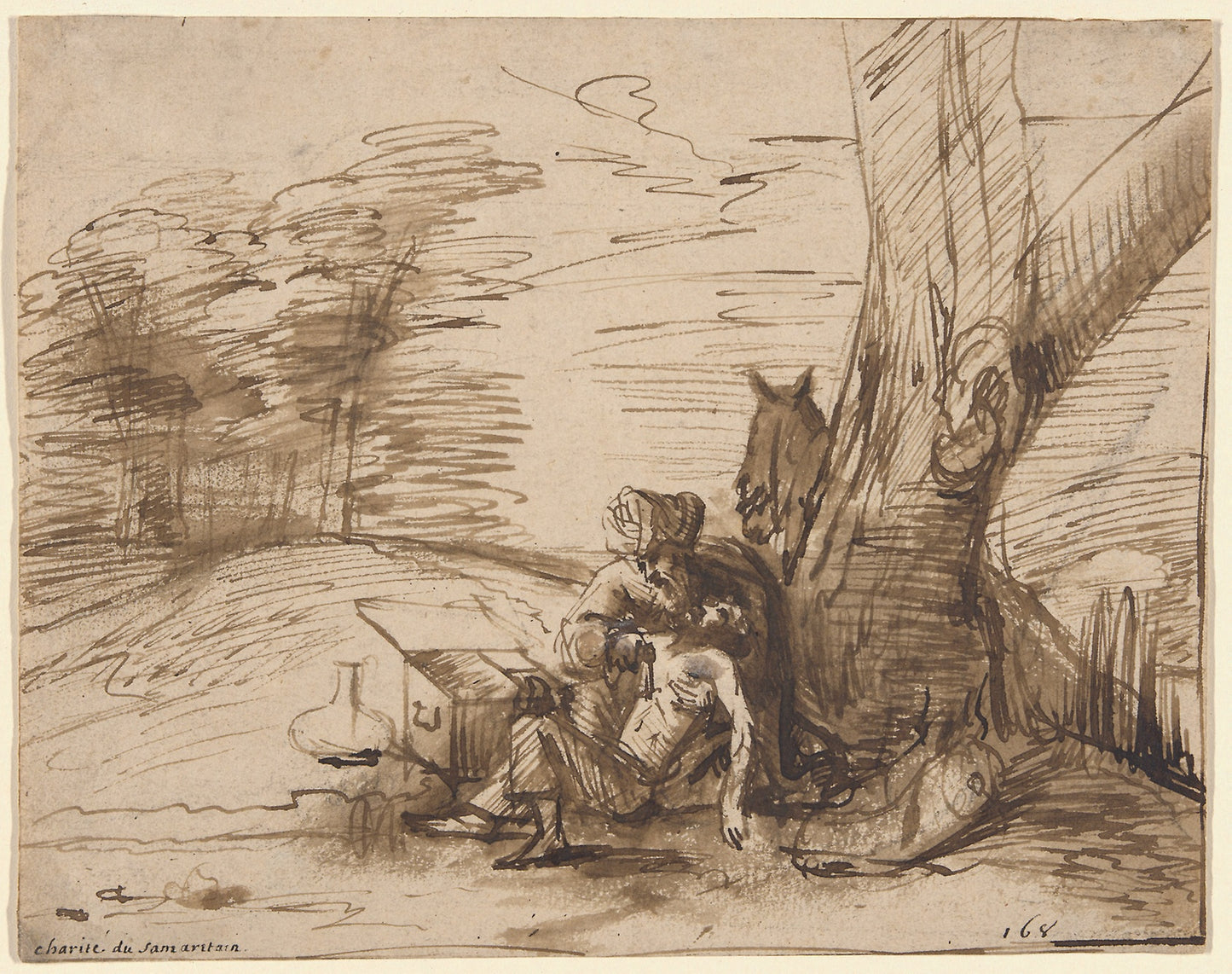 The Good Samaritan - School of Rembrandt van Rijn, Poster Print Wall Art