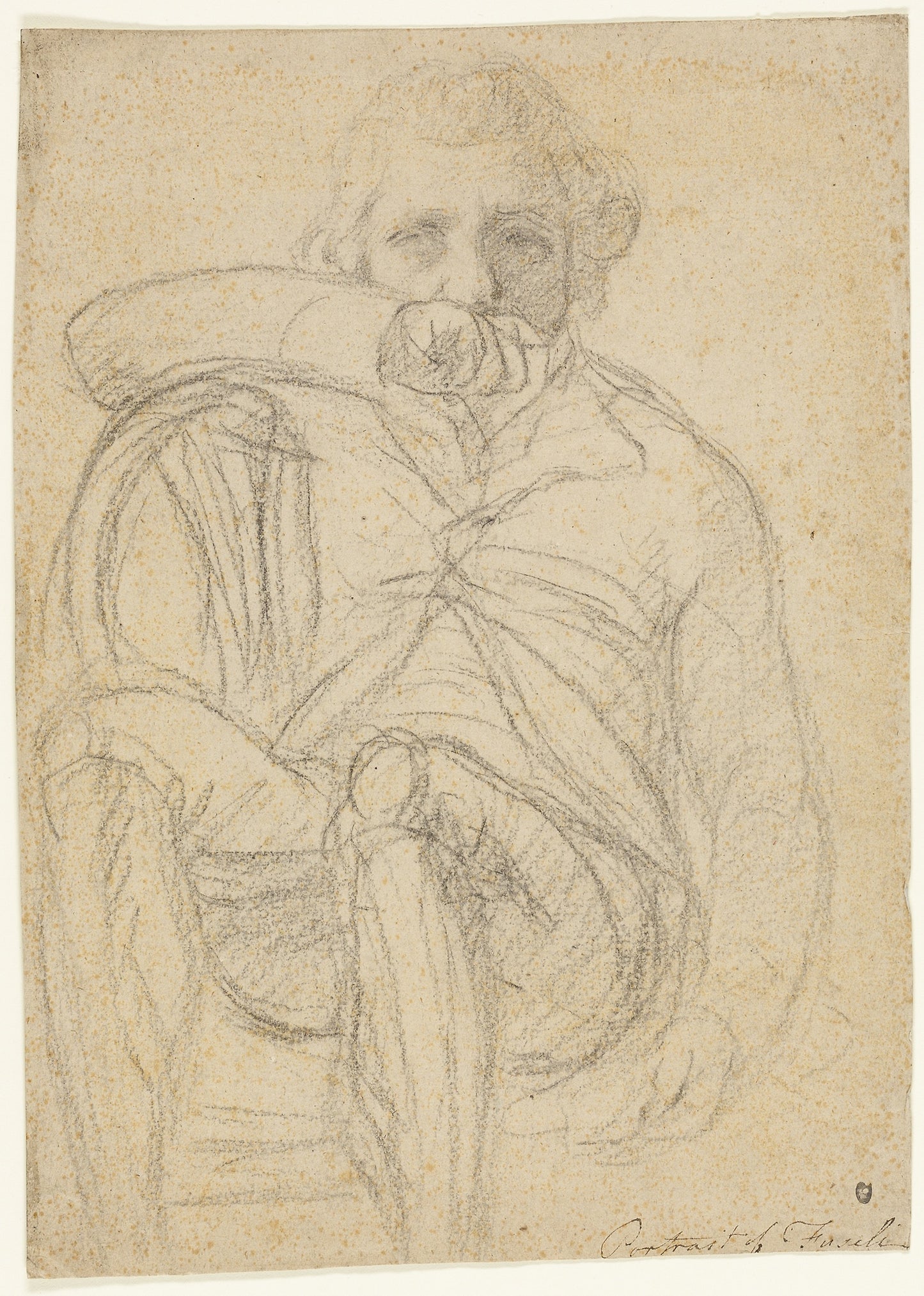 Portrait of Fuseli (recto); Sketch of a Hand (verso) - Attributed to Henry Fuseli, Poster Print Wall Art