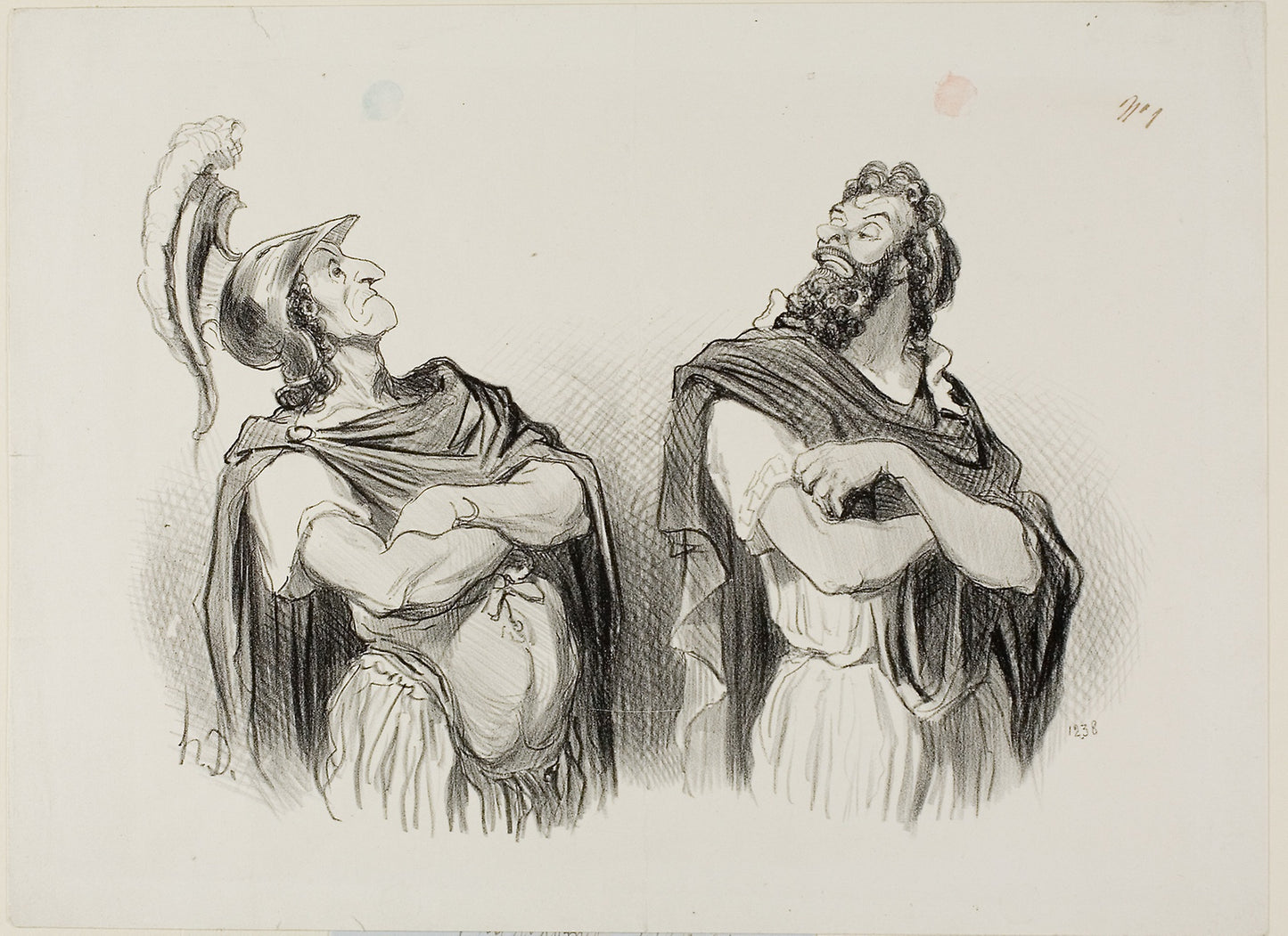 Achilles and Agamemnon. Achilles - “- And what do I care about your Troy!,” plate one from Physionomies Tragiques - Honoré Victorin Daumier, Poster Print Wall Art