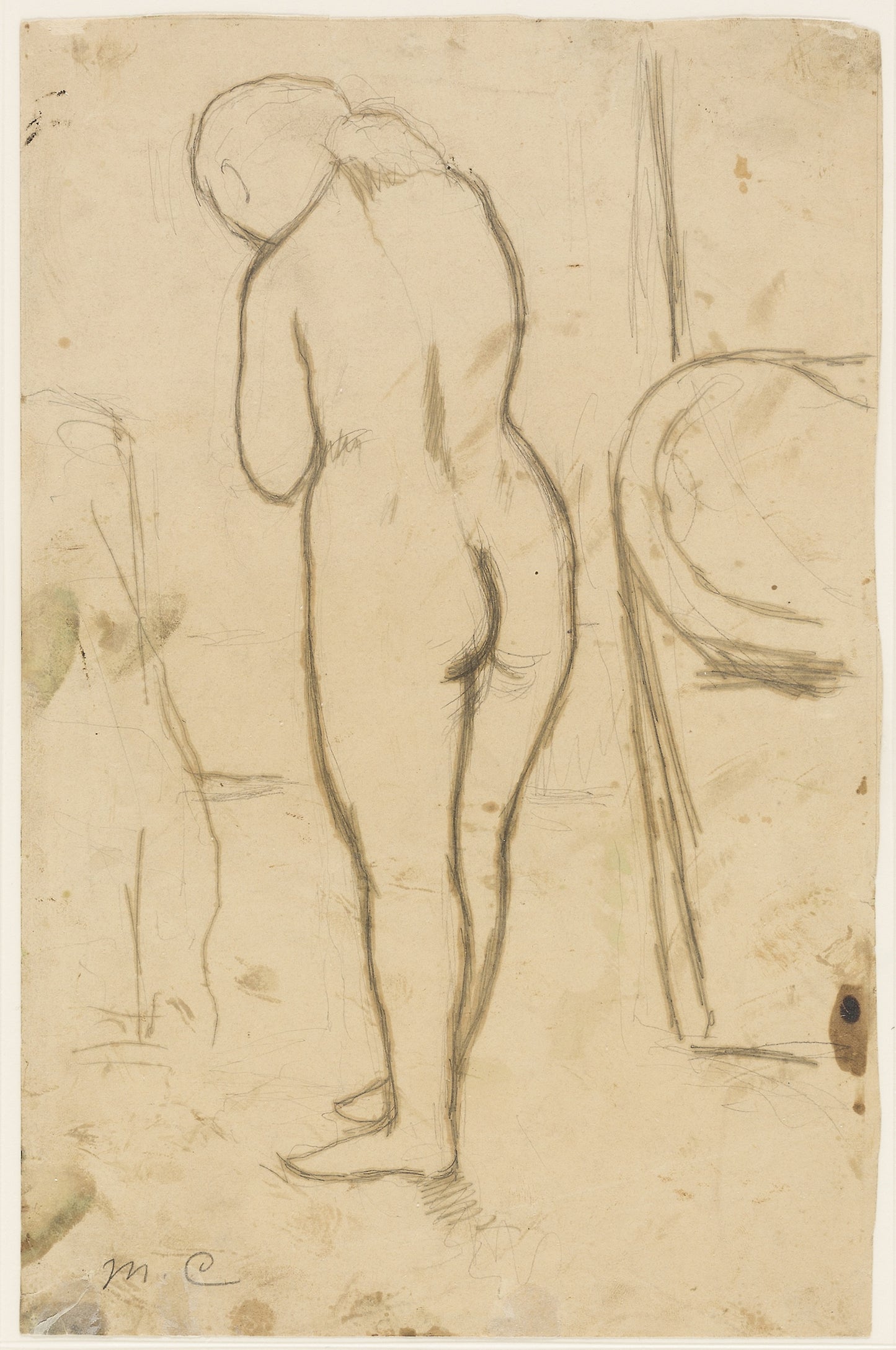 Drawing for "Standing Nude" - Mary Cassatt, Poster Print Wall Art