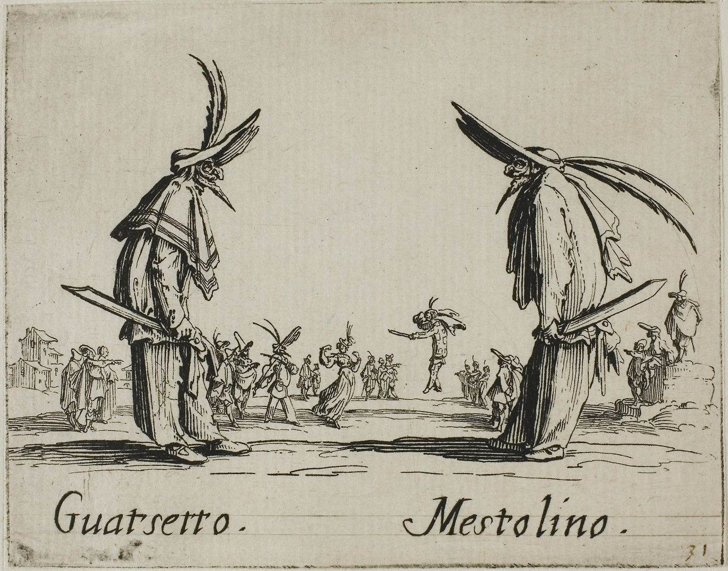 Scaramucia - Fricasso, from Balli di Sfessania - Jacques Callot, Poster Print Wall Art