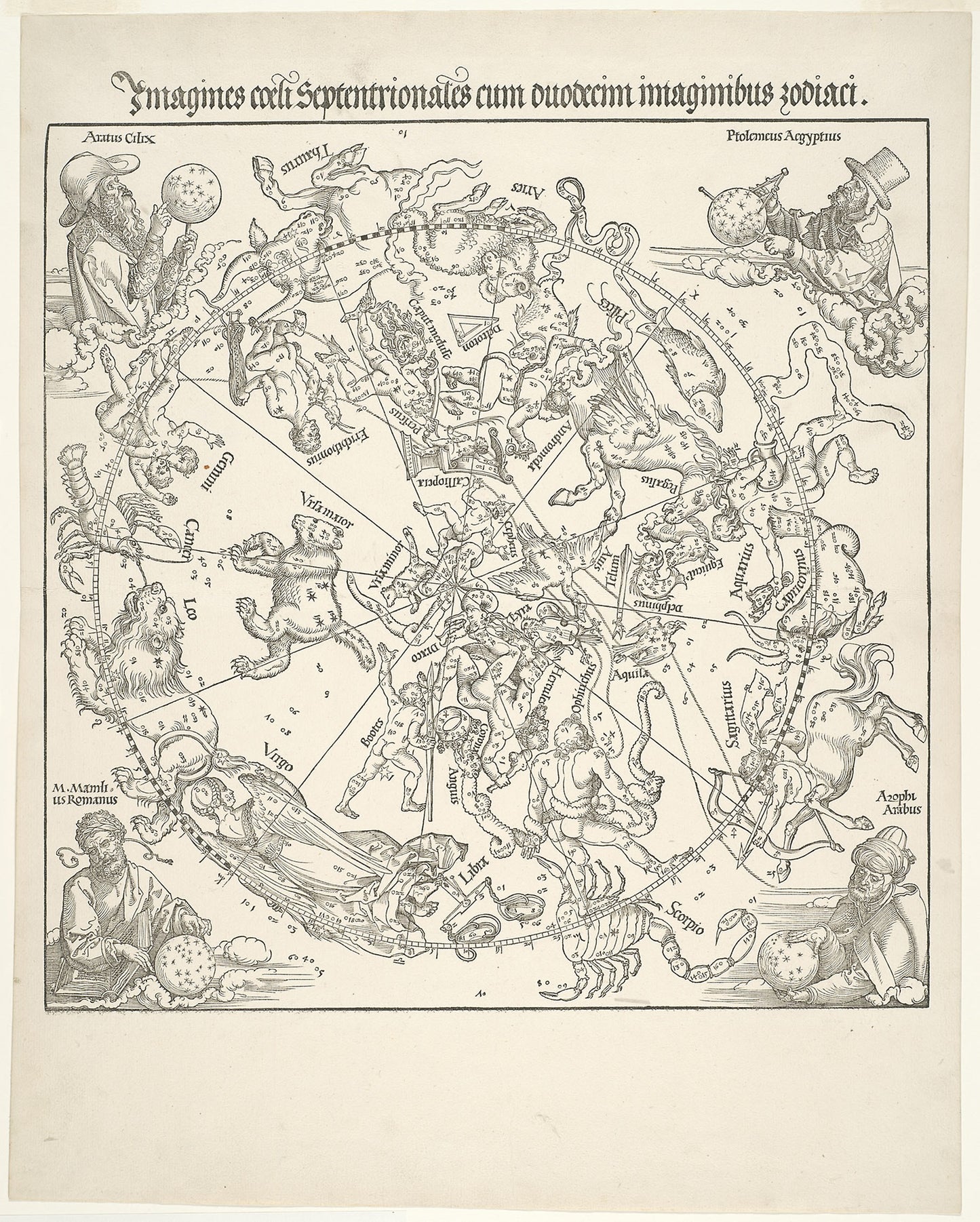 Celestial Map of the Northern Sky (Imagines coeli septentrionalis) - Albrecht Dürer, Poster Print Wall Art
