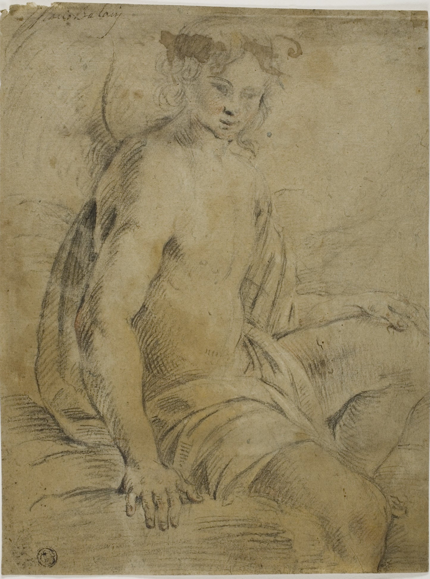 Seated Angel - Attributed to Mario Balassi (Italian, 1604-1667), Poster Print Wall Art