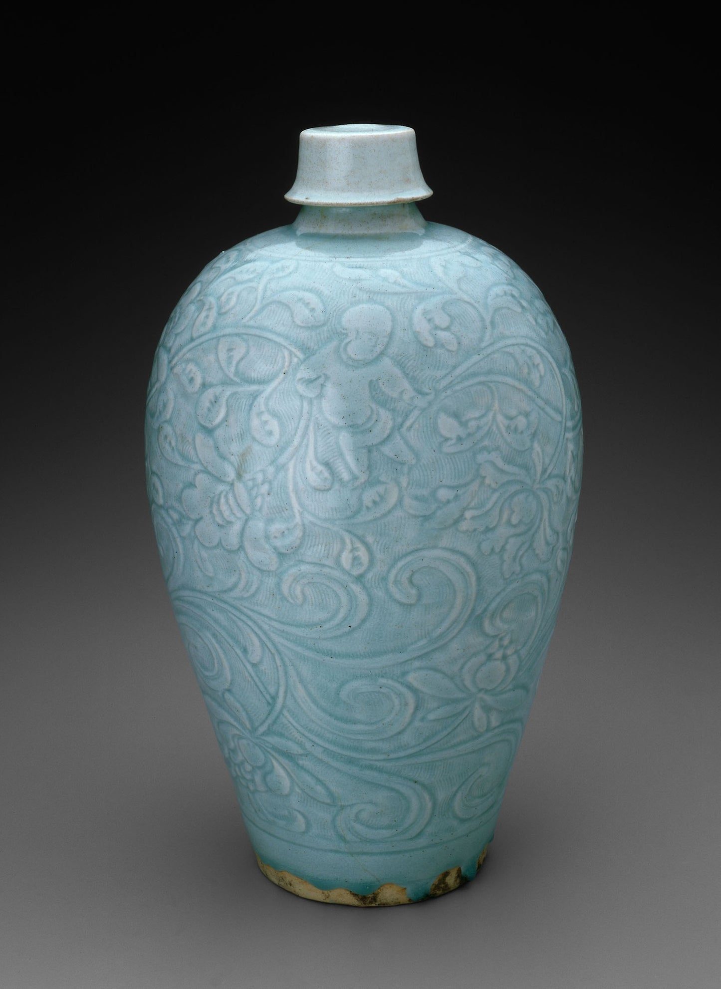 Covered Bottle-Vase (Meiping) with Children among Blossoming Vine - China, probably Jingdezhen, Jiangxi province, Poster Print Wall Art