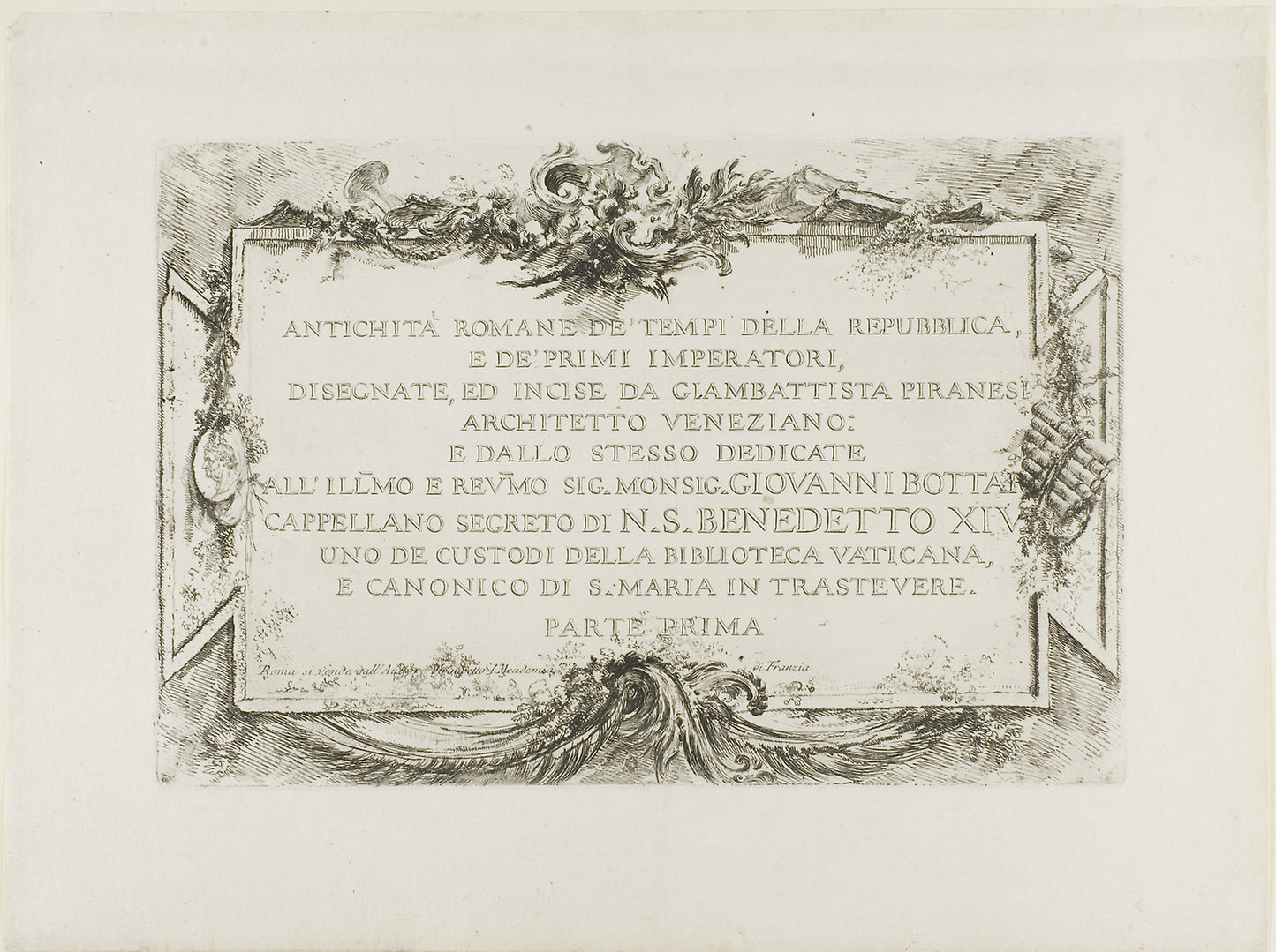 Frontispiece, from Roman Antiquities, Part I - Giovanni Battista Piranesi, Poster Print Wall Art