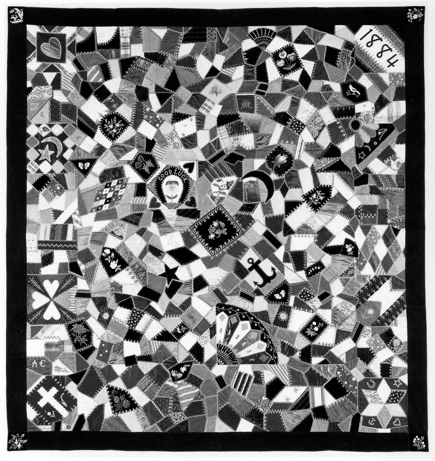 Bedcover or Parlor Throw (Crazy Quilt) - United States, Poster Print Wall Art