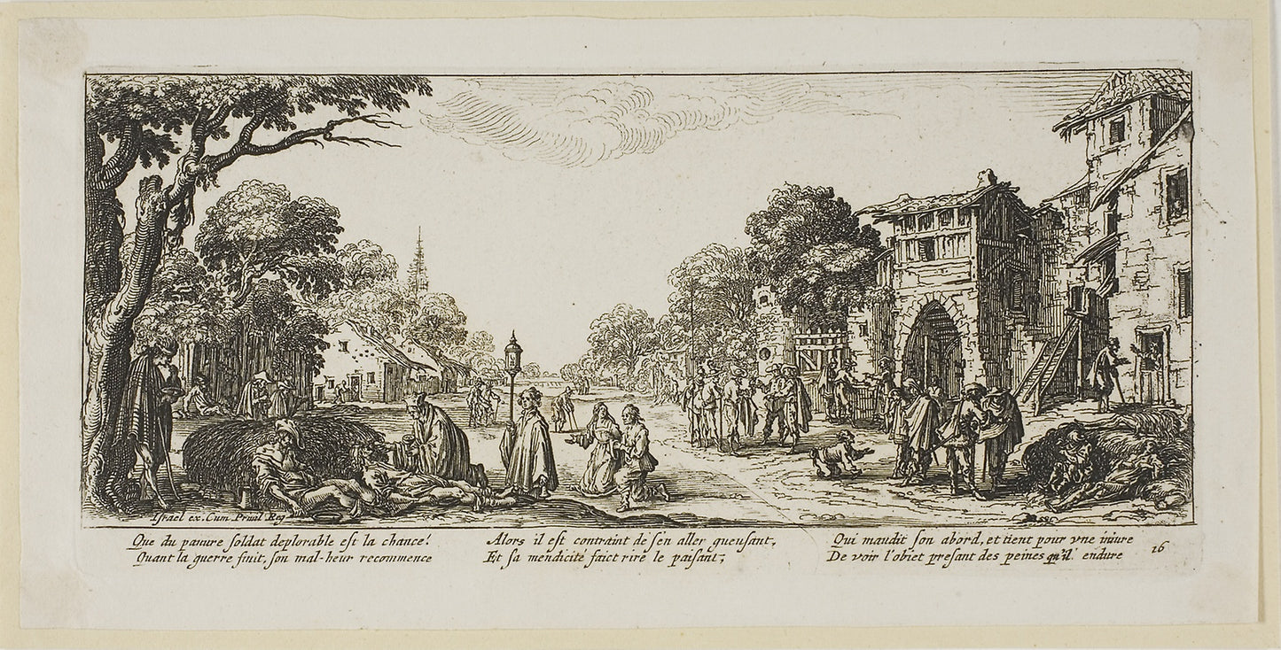 Dying Soldiers - the Roadside, plate sixteen from The Large Miseries of War - Gerrit Lucasz van Schagen (Dutch, born 1642), Poster Print Wall Art