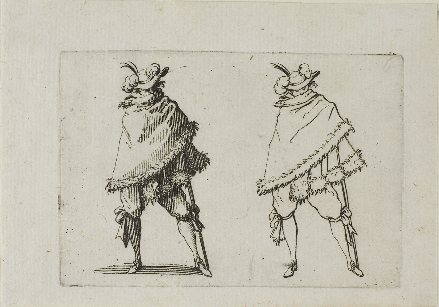 The Man Wrapped in his Coat, from The Caprices - Jacques Callot, Poster Print Wall Art