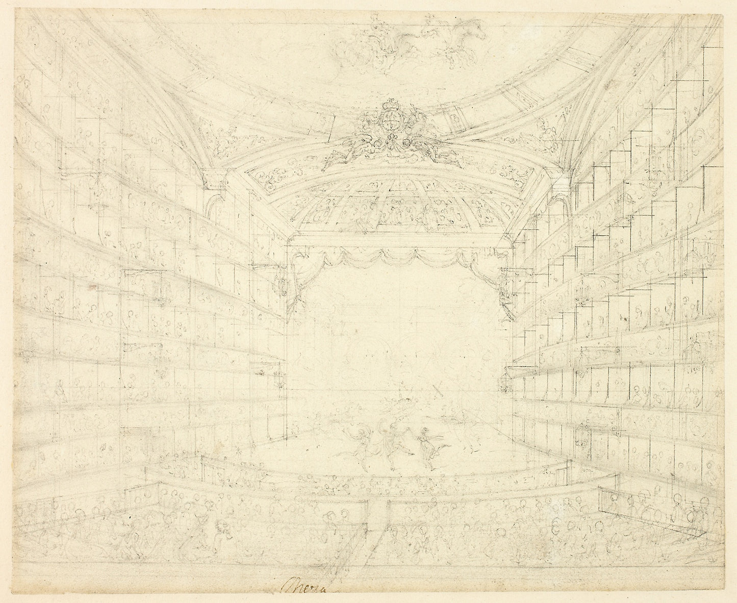 Study for Opera House, from Microcosm of London - Augustus Charles Pugin (English, born France, 1762-1832), Poster Print Wall Art