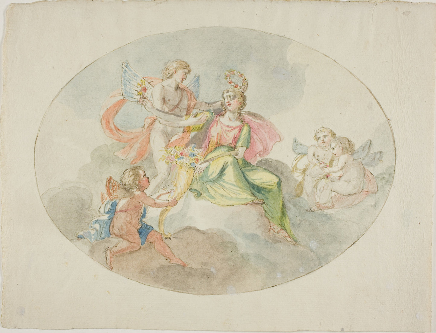 Allegory of Abundance (Sketch for a Ceiling Painting) - Attributed to Domenico Pozzi, Poster Print Wall Art
