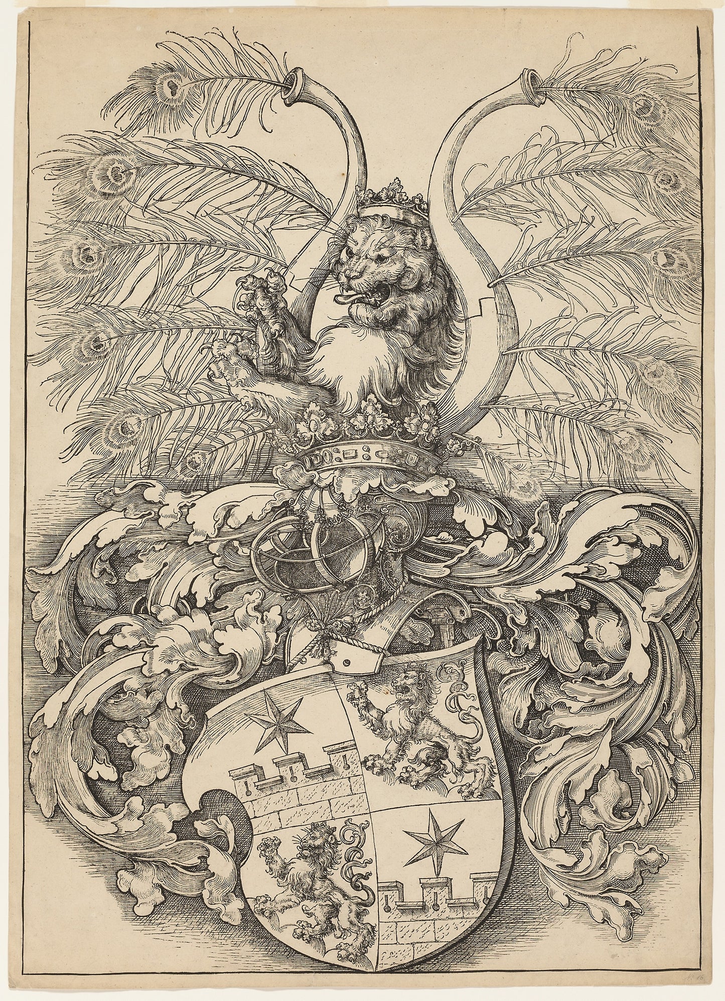 Coat of Arms of Wilhelm and Wolfgang Rogendorf - After Albrecht Dürer, Poster Print Wall Art