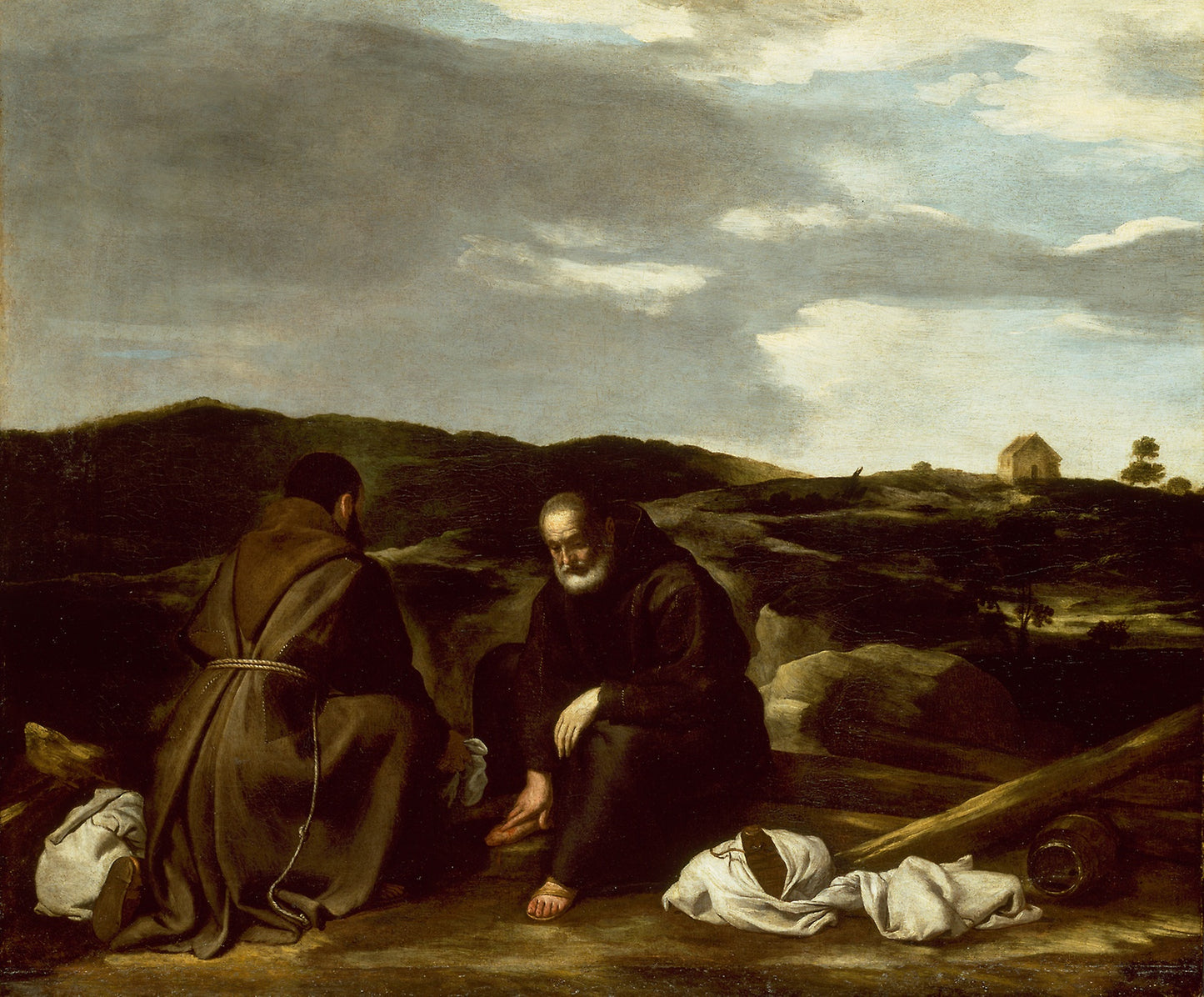 Two Monks in a Landscape - Italian or Spanish, Poster Print Wall Art