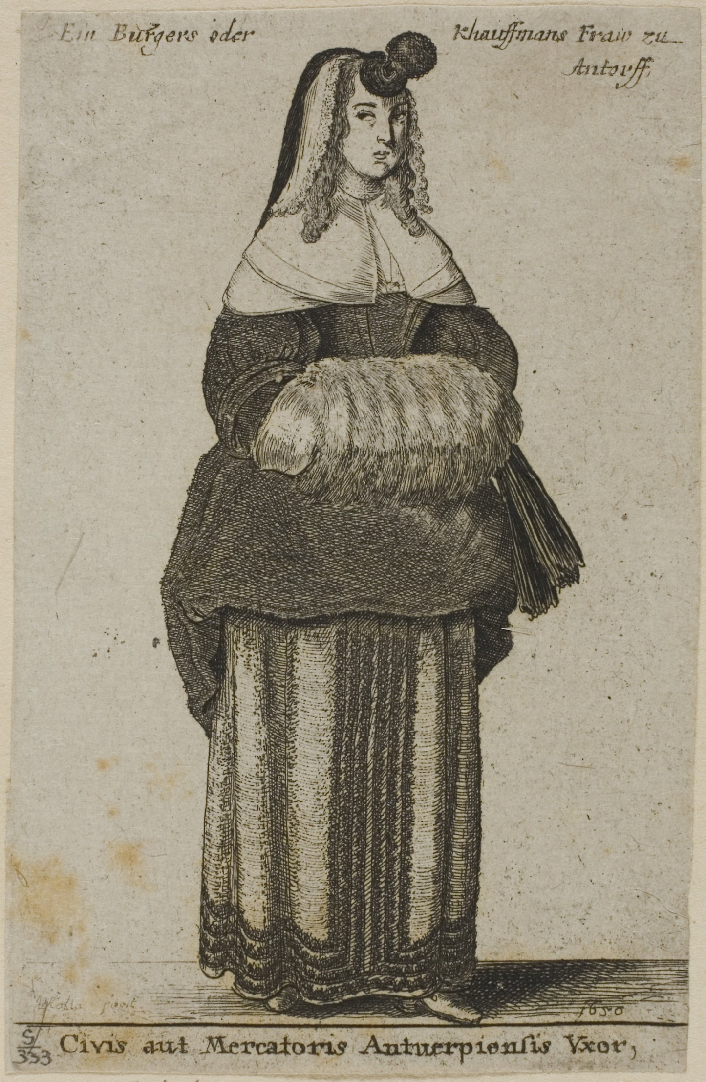 Antwerp Wife - Wenceslaus Hollar, Poster Print Wall Art