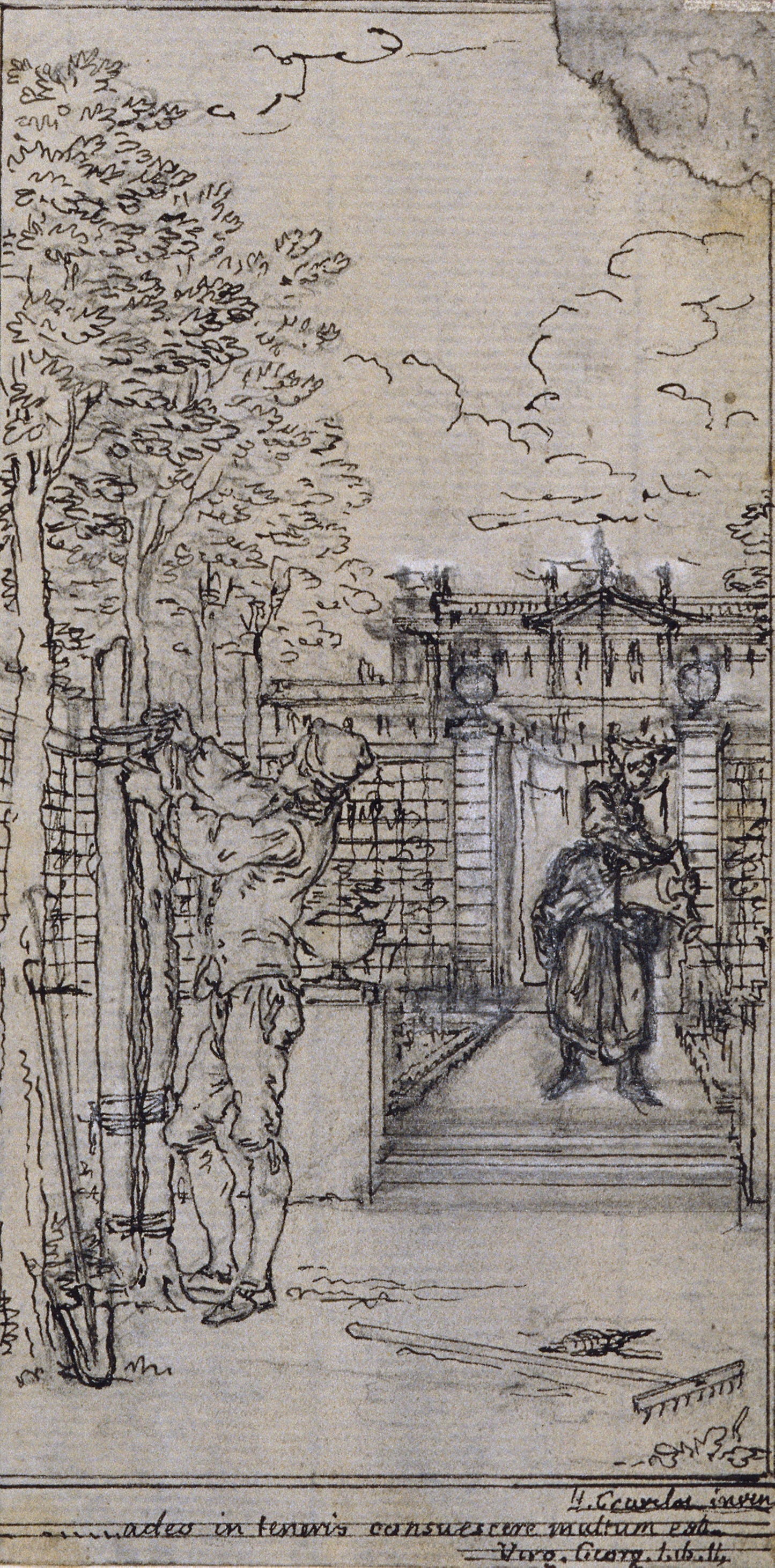 Study for Vignette-Frontispiece in Poncelet's "Principes Generaux pour Servir à l'Education des Enfants", vol. II - Hubert François Gravelot, Poster Print Wall Art