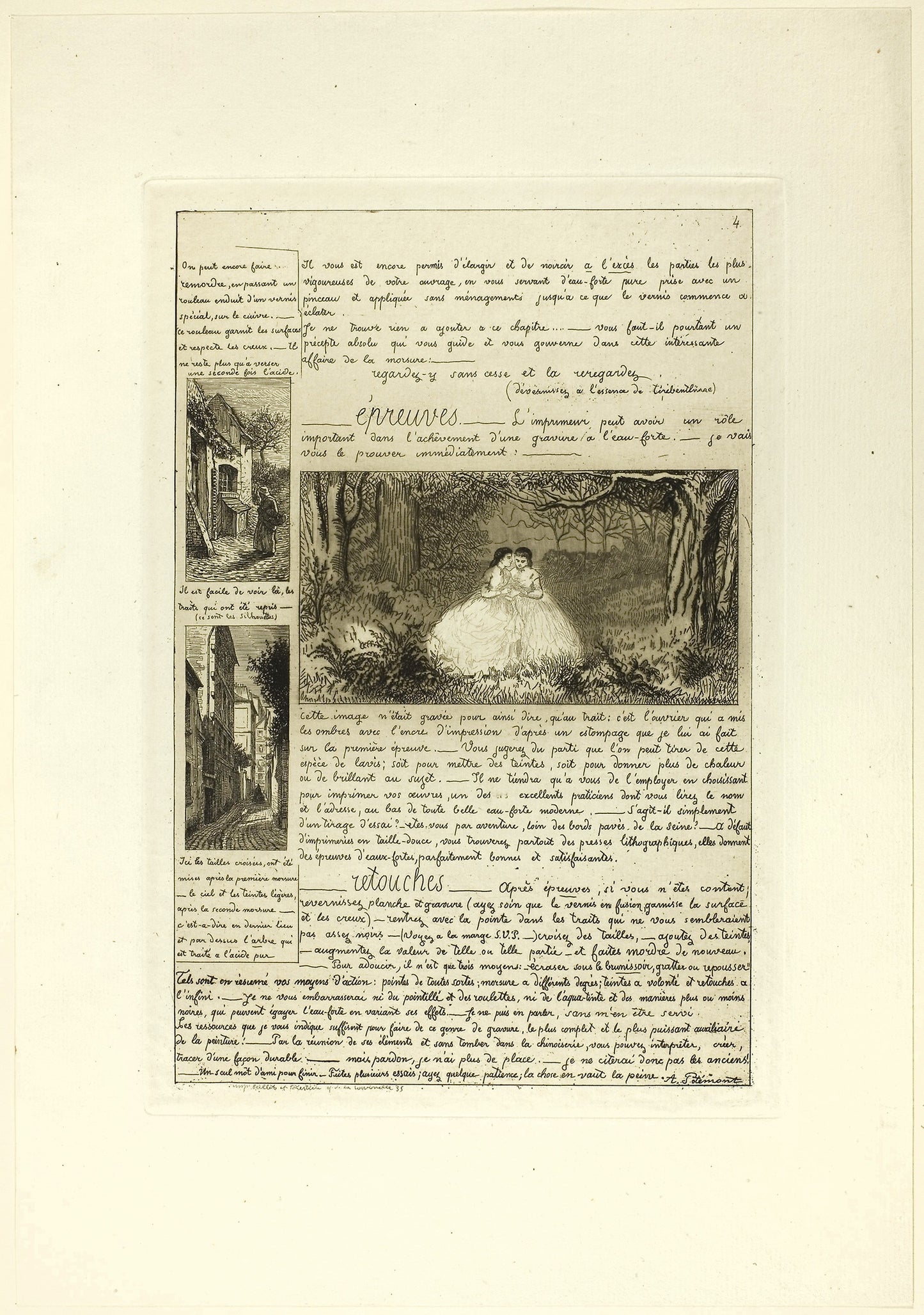 Page Four, from Letter on the Elements of Etching: Adolphe Martial Potémont (French, 1828-1883), Poster Print Wall Art