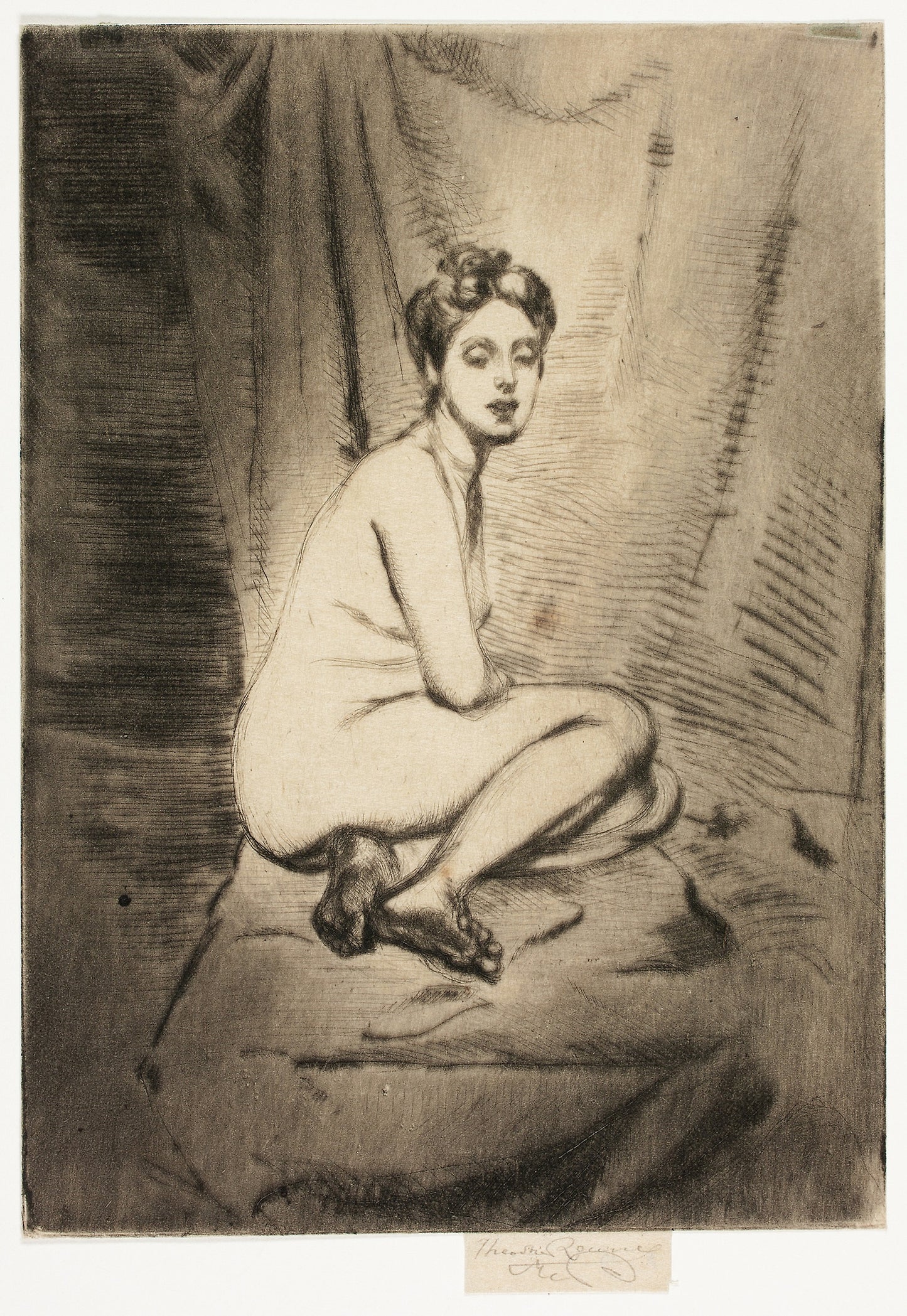Figure of a Woman Crouching - Theodore Roussel, Poster Print Wall Art