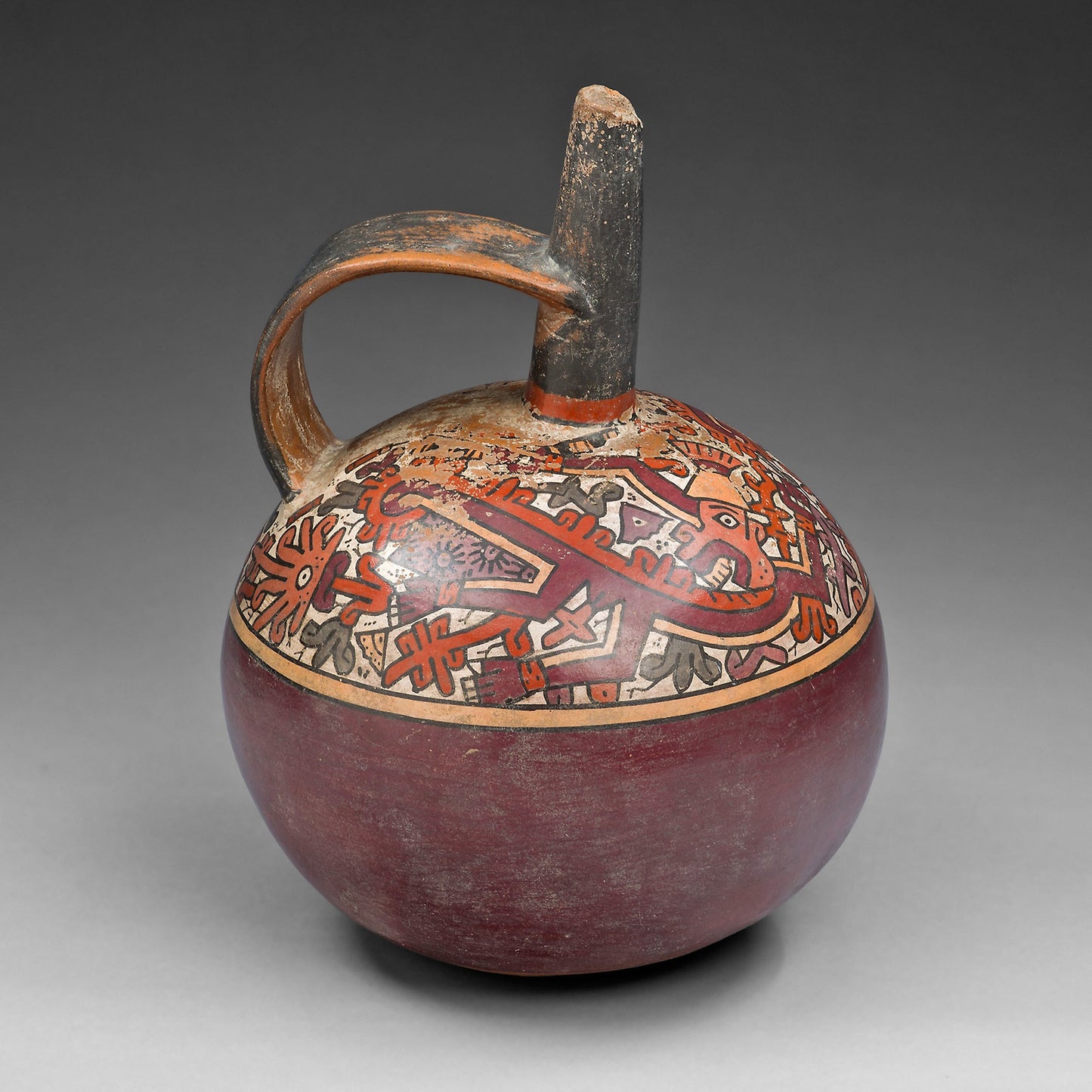 Jar with Strap Handle Depicting Abstract Figure, Possibly a Monkey, with Plants - Nazca or Tiwanaku-Wari, Poster Print Wall Art