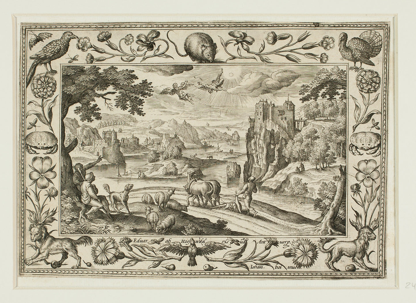 The Fall of Icarus, from Landscapes with Old and New Testament Scenes and Hunting Scenes: Adriaen Collaert (Flemish, c. 1560–1618) , Poster Print Wall Art
