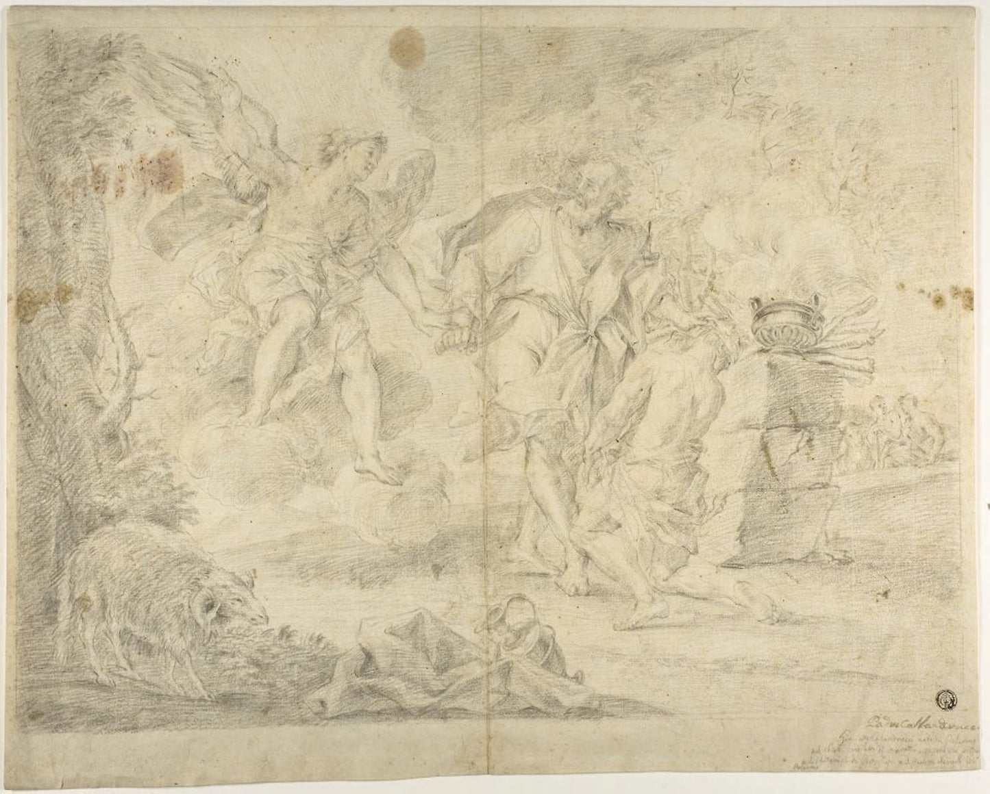 Abraham's Sacrifice of Isaac - Attributed to Giacinto Calandrucci. or possibly after, Poster Print Wall Art