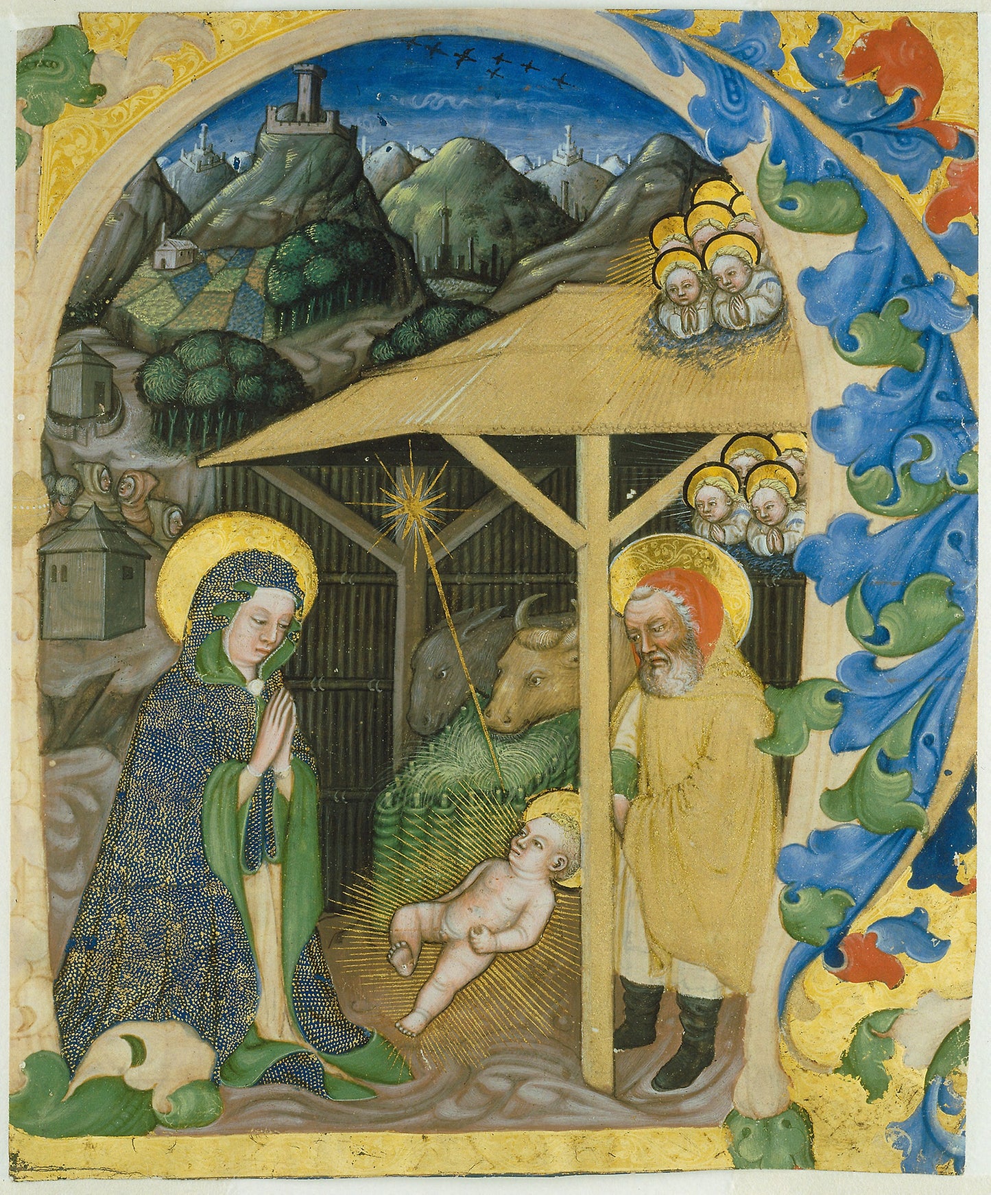 Nativity in an Initial H: Zanino di Pietro (Giovanni di Francia), Poster Print Wall Art