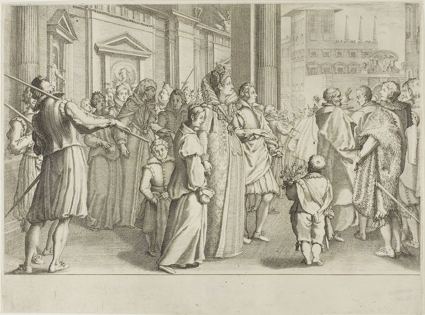 The Grand Duchess Christine of Lorraine Escorts to the Church Youths Whom She is Taking Under Her Protection - Jacques Callot, Poster Print Wall Art