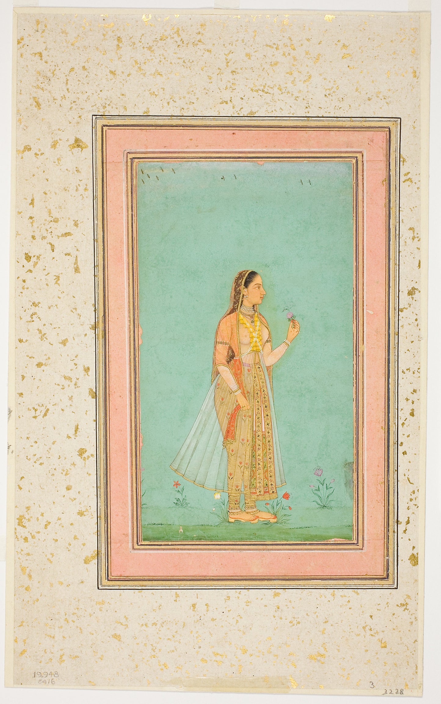 Beauty Holding a Flower - India, Poster Print Wall Art