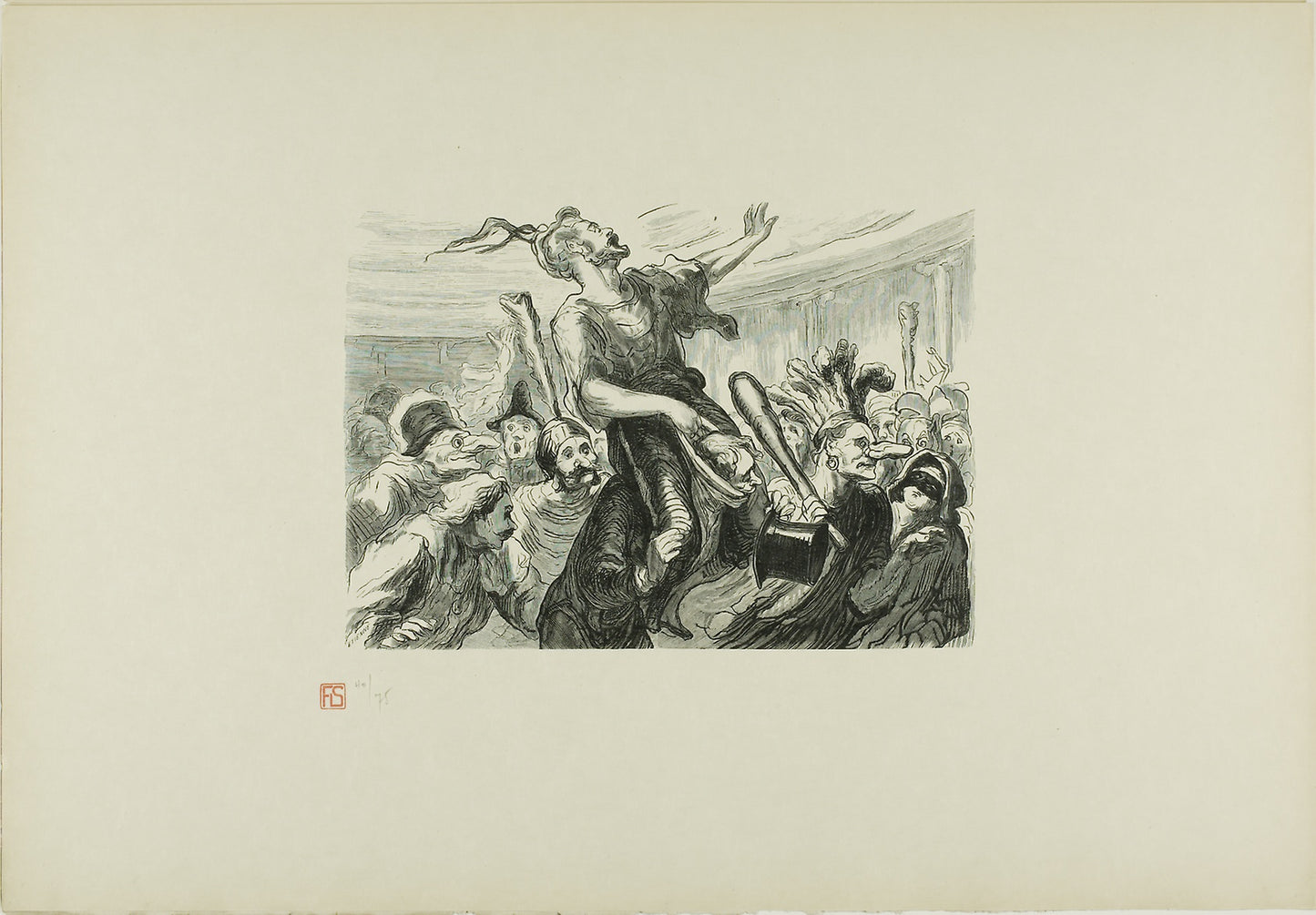 At the Opera Ball - Lent - Long live the smartly dressed crowd! - Etienne (French, 19th century), Poster Print Wall Art
