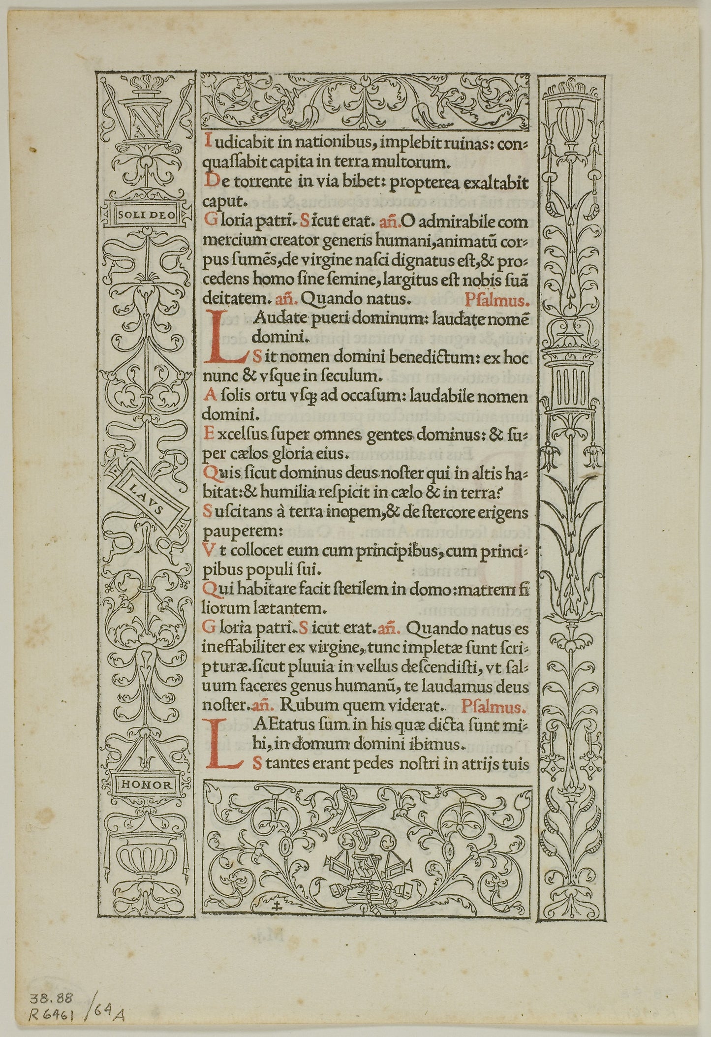Illustration from Horae in laudem Virginis Mariae, plate 64 from Woodcuts from Books of the XVI Century - Geoffrey Tory (French, c.1480-1533), Poster Print Wall Art