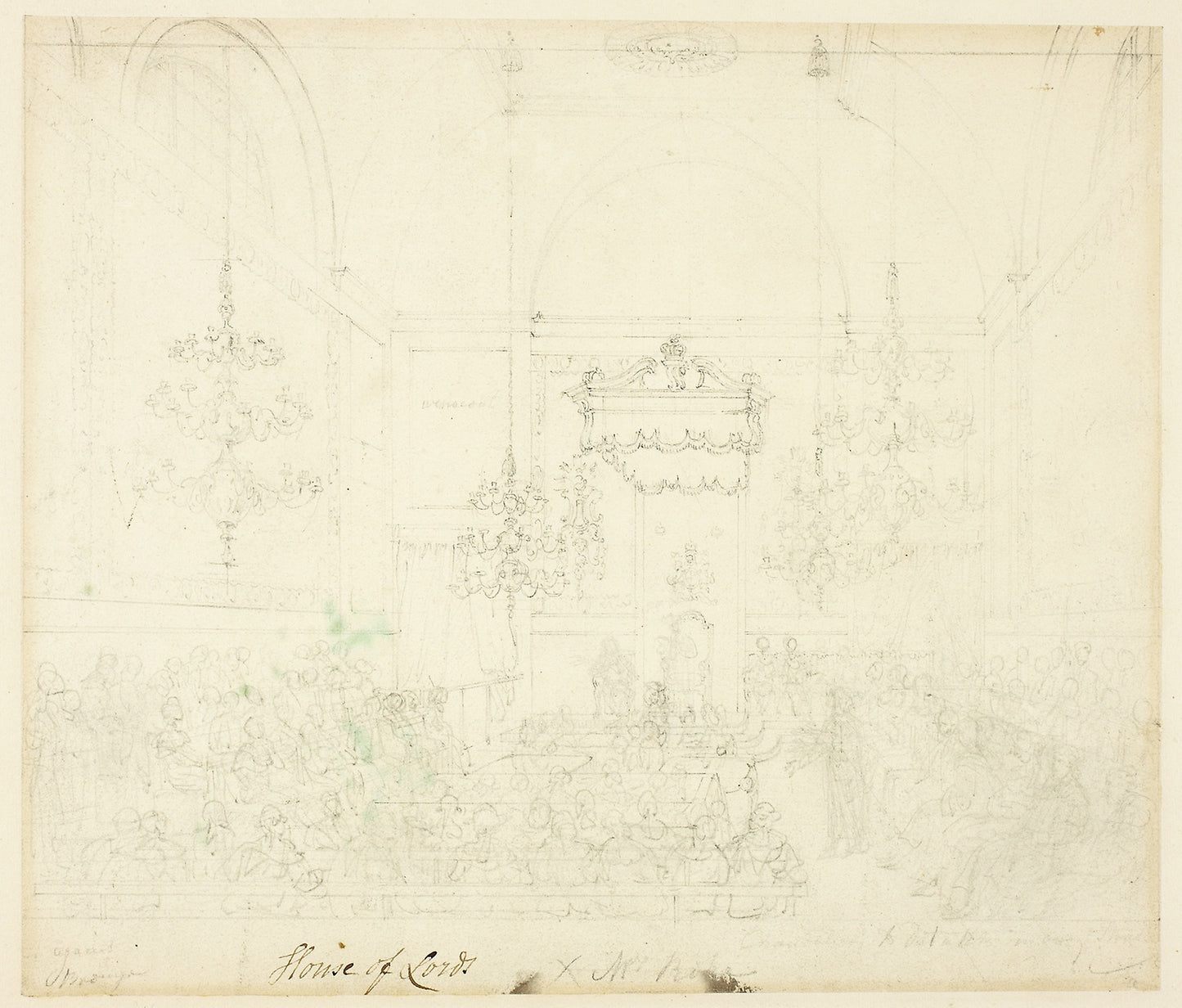 Study for House of Lords, from Microcosm of London - Augustus Charles Pugin (English, born France, 1762-1832), Poster Print Wall Art