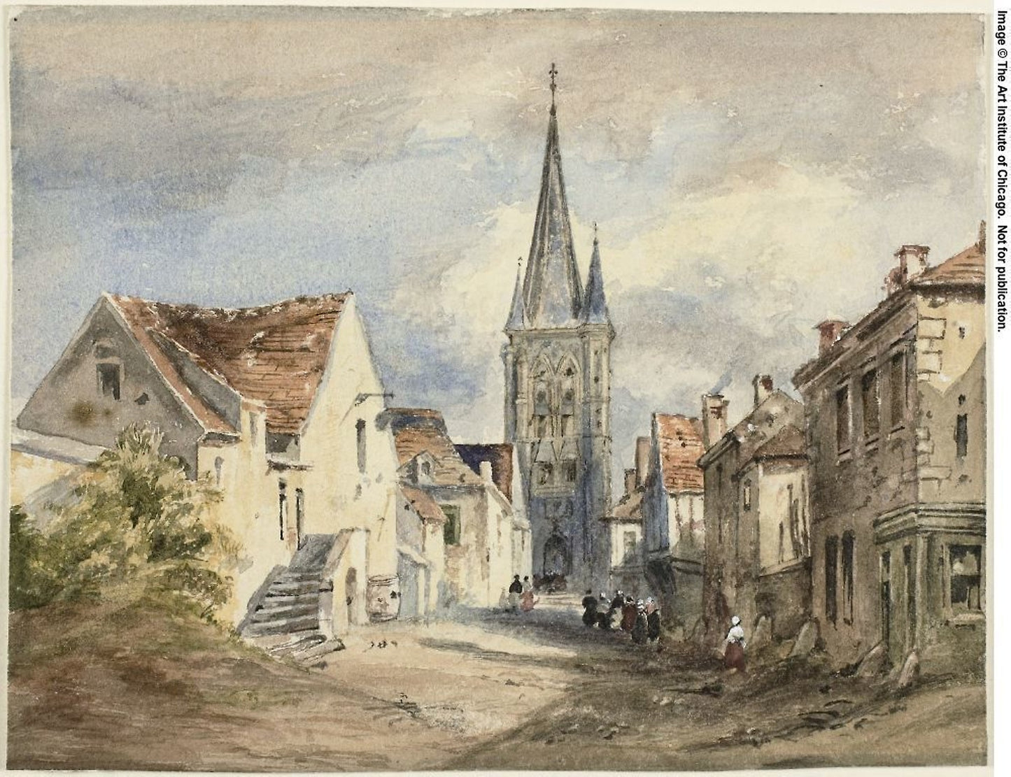 Street Scene in Northern France - Attributed to Ambrose Poynter (English, 1796-1886), Poster Print Wall Art