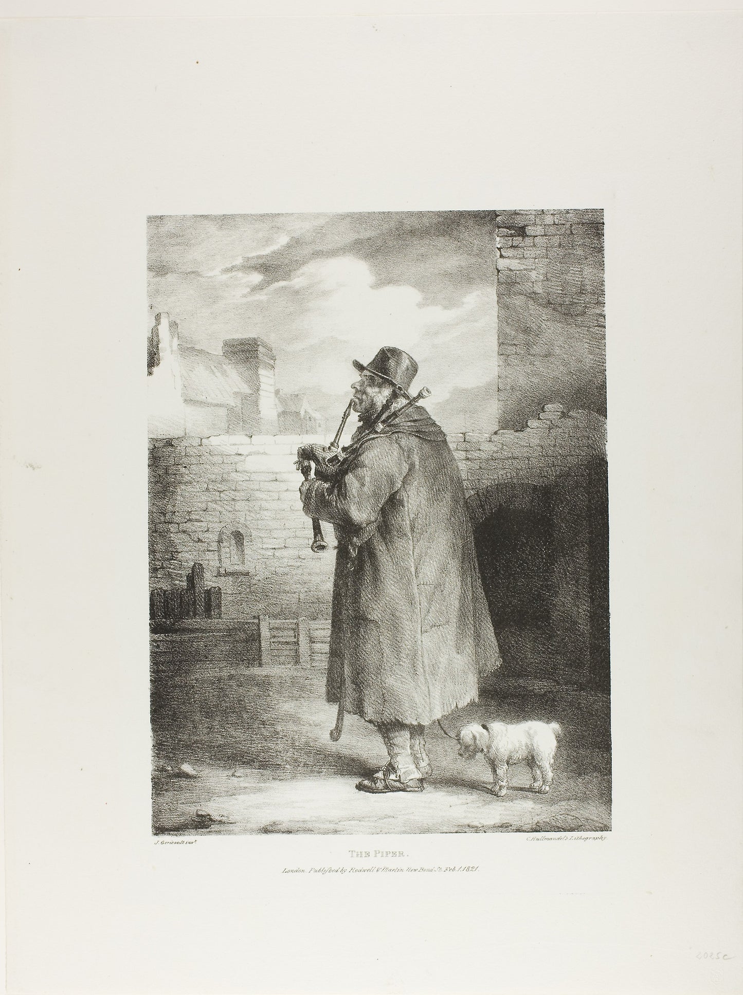 The Piper, plate 1 from Various Subjects Drawn from Life on Stone - Jean Louis André Théodore Géricault (French, 1791-1824), Poster Print Wall Art