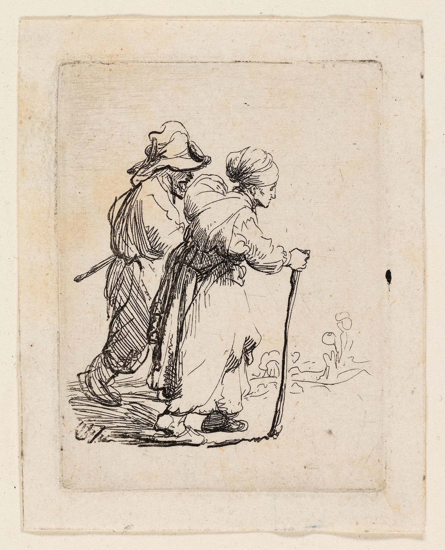 Two Tramps, a Man and a Woman - Rembrandt van Rijn, Poster Print Wall Art