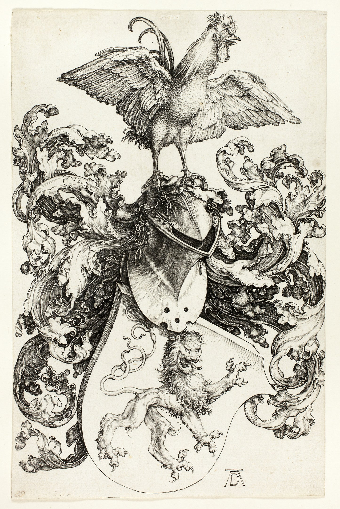 Coat of Arms with Lion and Rooster - Albrecht Dürer, Poster Print Wall Art