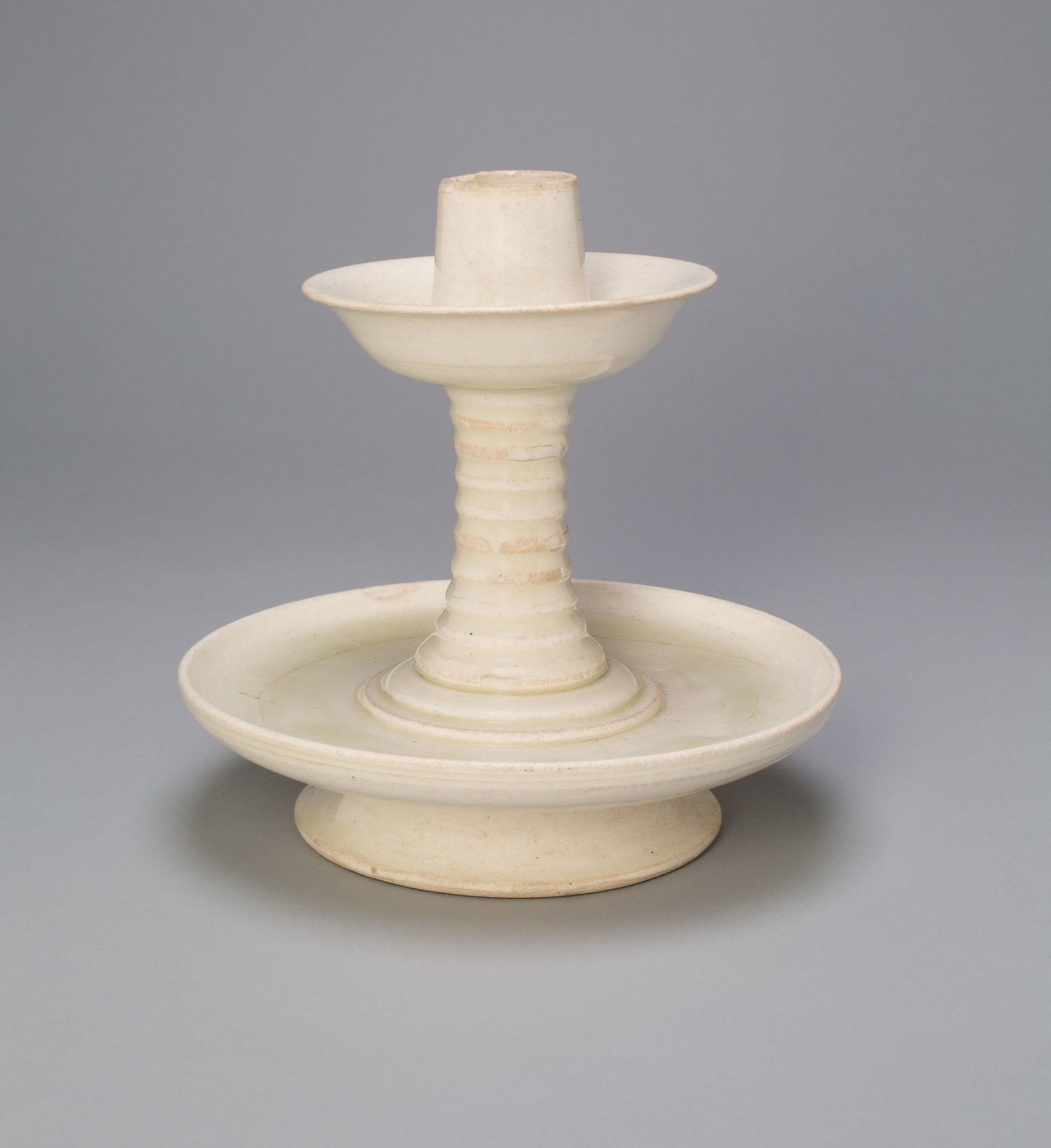 Dish-Shaped Candlestand with Long, Ribbed Neck - China, Poster Print Wall Art