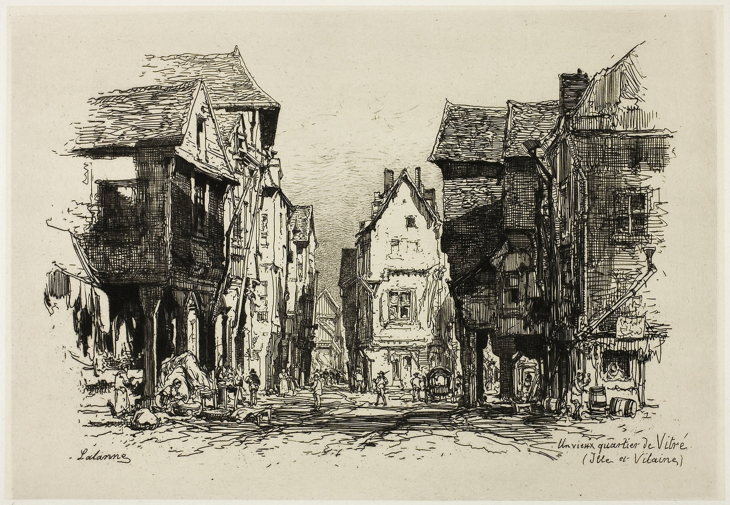 An Old Quarter of Vitré, Ille-et-Vilaine - Maxime Lalanne, Poster Print Wall Art
