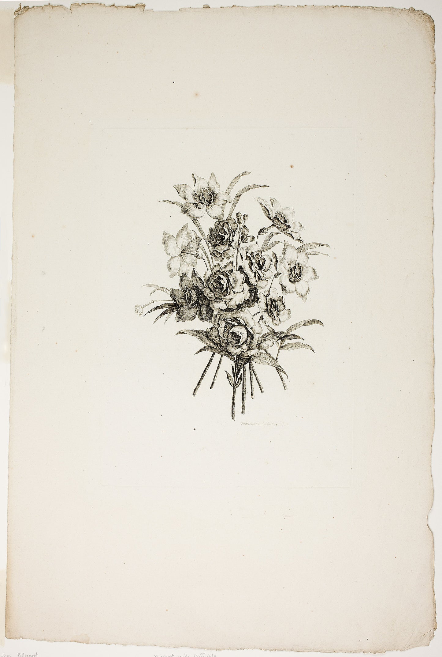 Bouquet with Daffodils, from Collection of Different Bouquets of Flowers, Invented and Drawn - Jean Pillement and Engraved - P. C. Canot - Pierre-Charles Canot (French, 1710-1777), Poster Print Wall Art