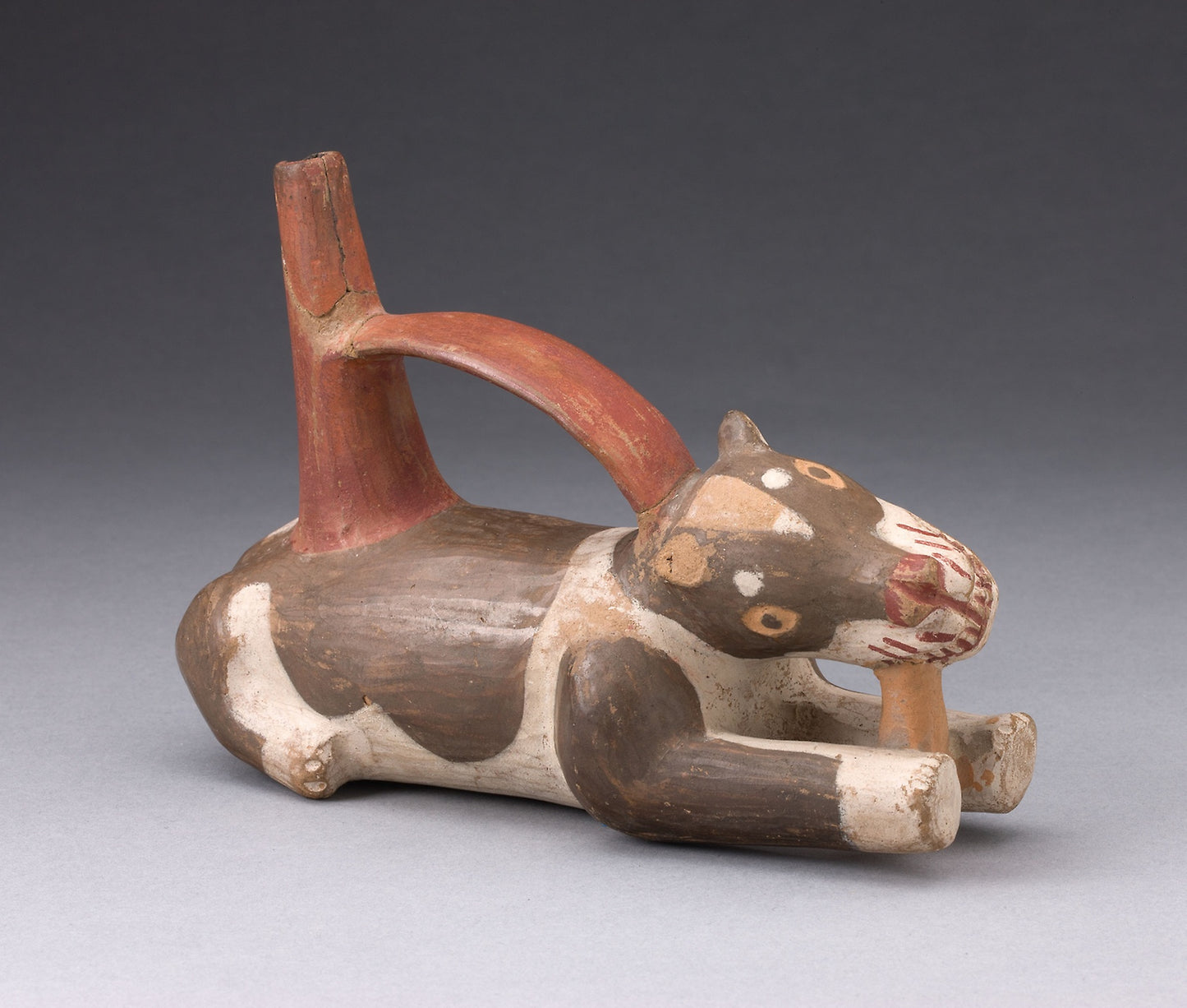 Single Spout and Bridge Vessel in the Form of a Dog Gnawing a Bone - Tiwanaku-Wari, Poster Print Wall Art