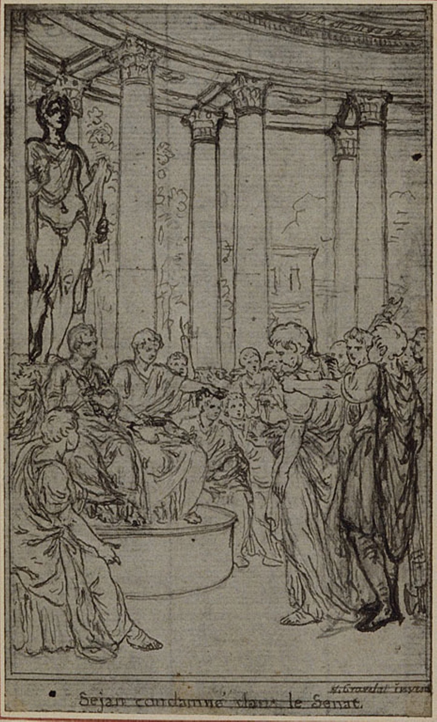 Study for an illustration in Tacitus "Tibère, ou Les Six Premiers Livres des Annales", Book V, Vol. 3, 2nd Study - Hubert François Gravelot, Poster Print Wall Art