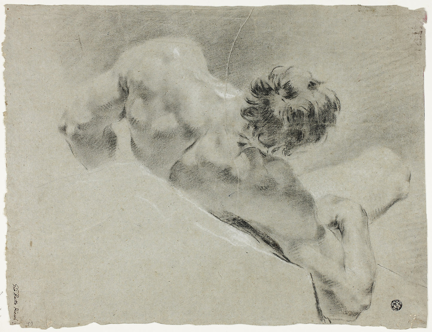 Male Nude Seen from the Back - Possibly Domenico Maggiotto, Poster Print Wall Art